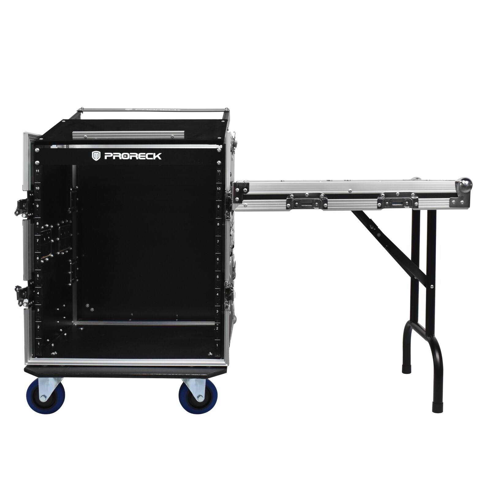 Proreck 12U Rack Case With Slant Mixer Top, 20'' Depth, side table