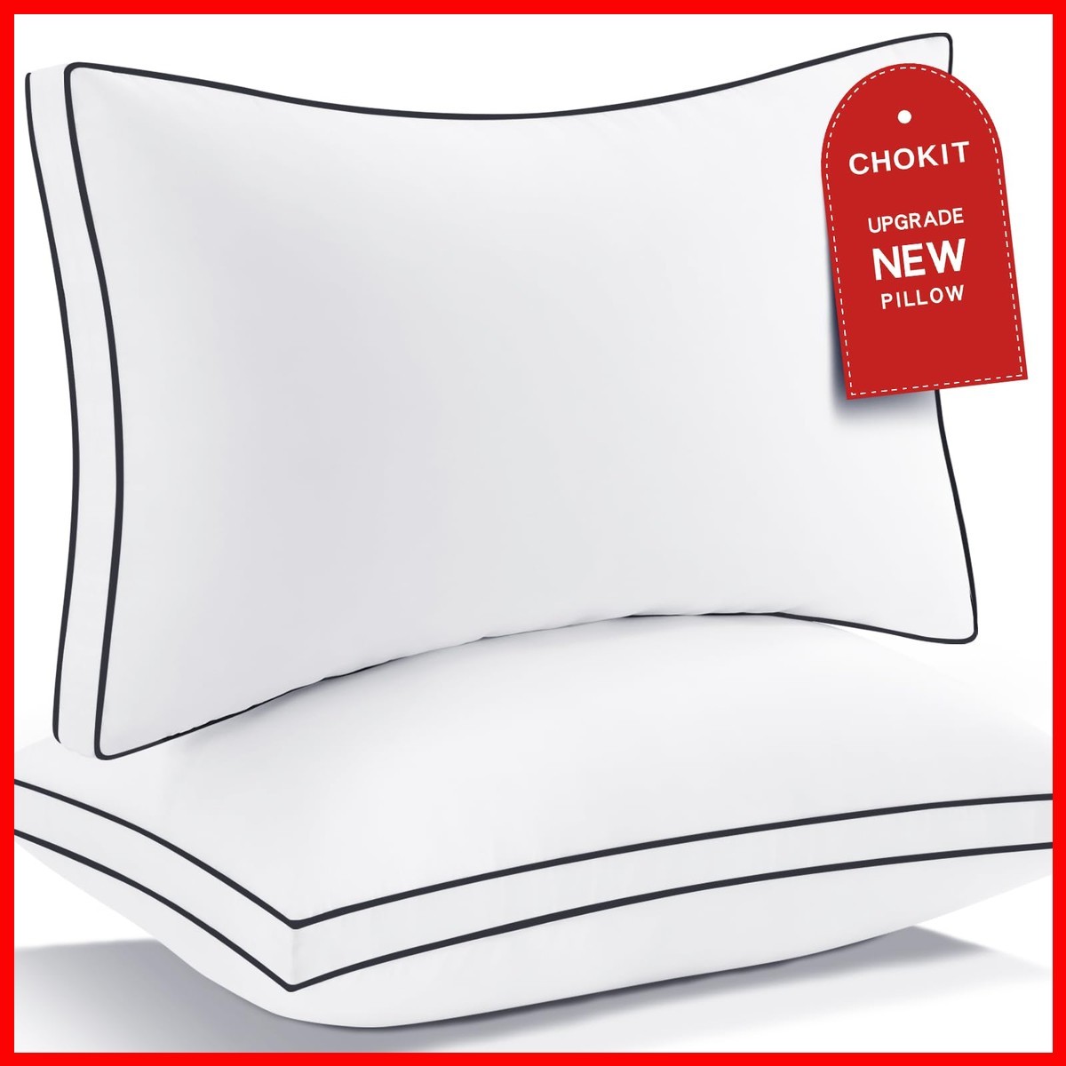 Queen Size Set of 2 Pillows 7D Down Alternative Gusseted for Side Back Stomach