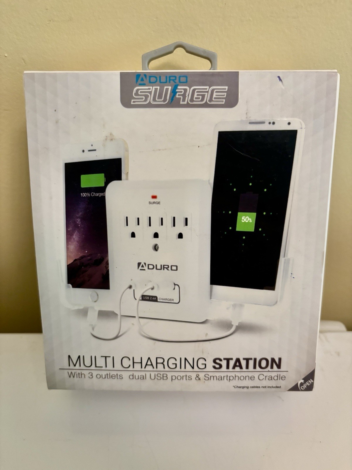 Aduro Surge Multi Charging Station Surge Protector 3 Outlets 2 USB Ports New