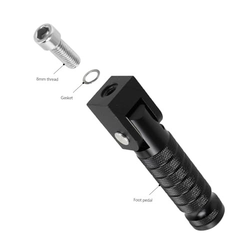 Motorcycle M8 Universal Foot Pegs CNC Foldable & Anti-Skid 90 Degree Black