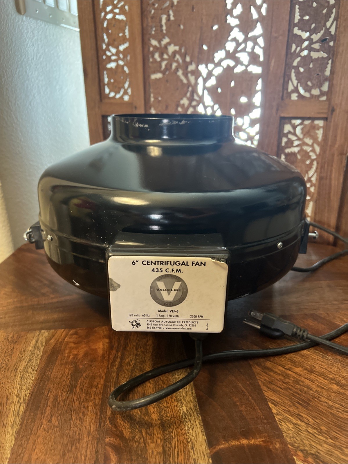 ValueLine 6 inch Centrifugal Fan Model VLF-6 Inline Duct Fan Hydroponics SKU AGS