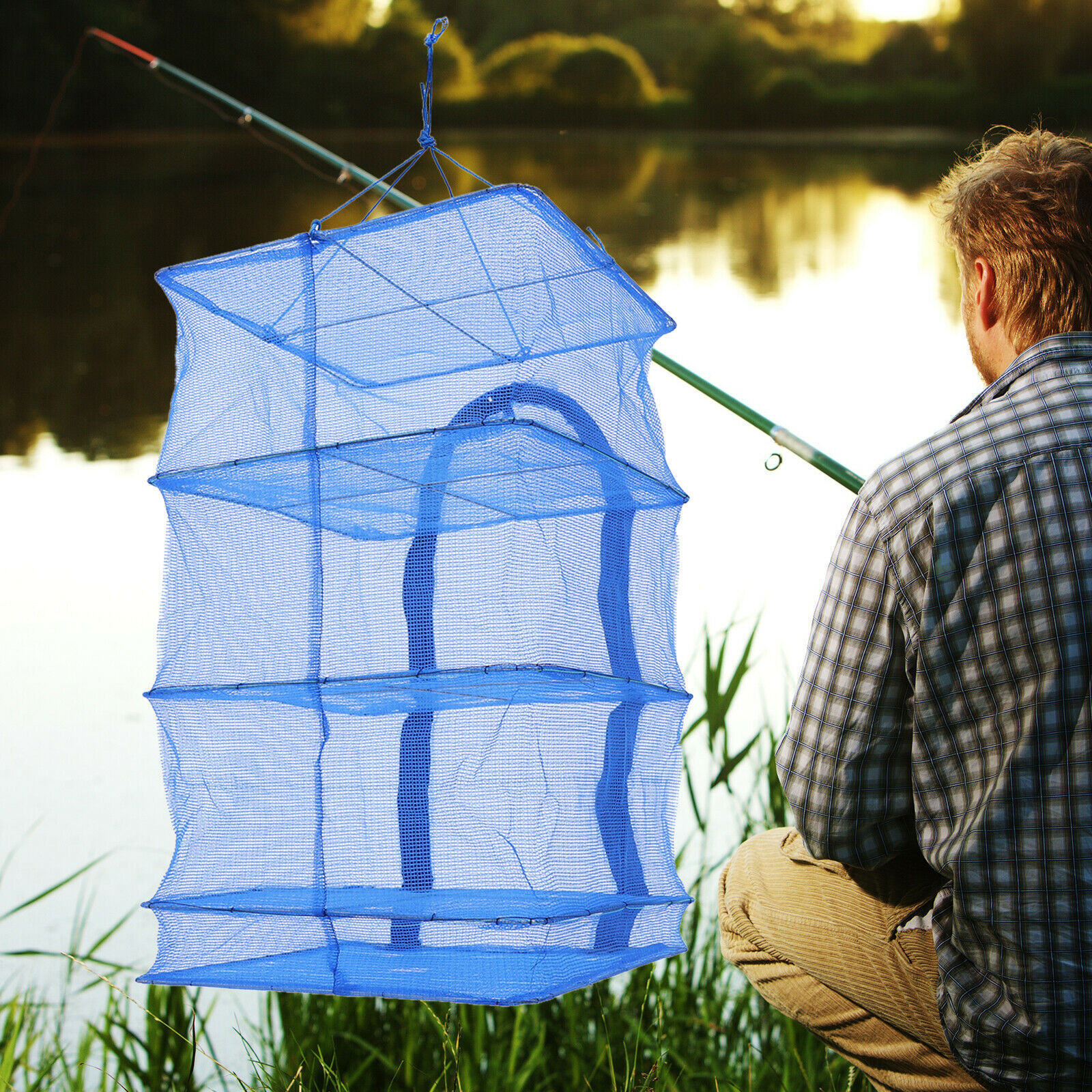 Foldable 4 Layers Drying Net Hanging Vegetable Fish Dishes Mesh Dryer Rack Good