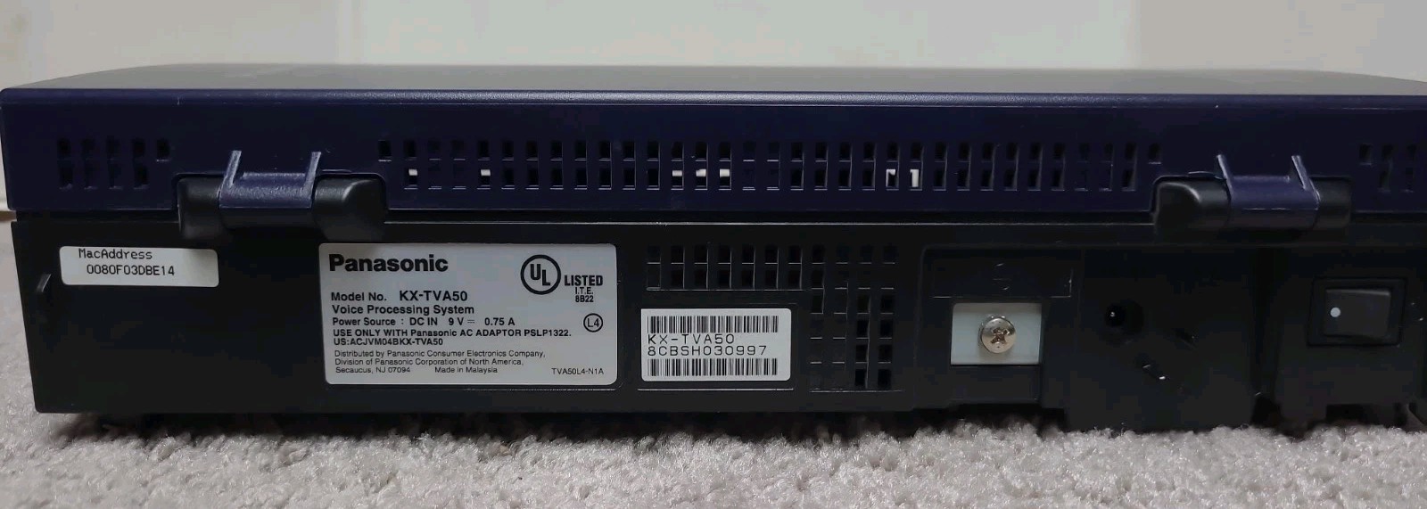 Panasonic KX TVA50 Voice Processing System Voicemail PBX Module Network USB