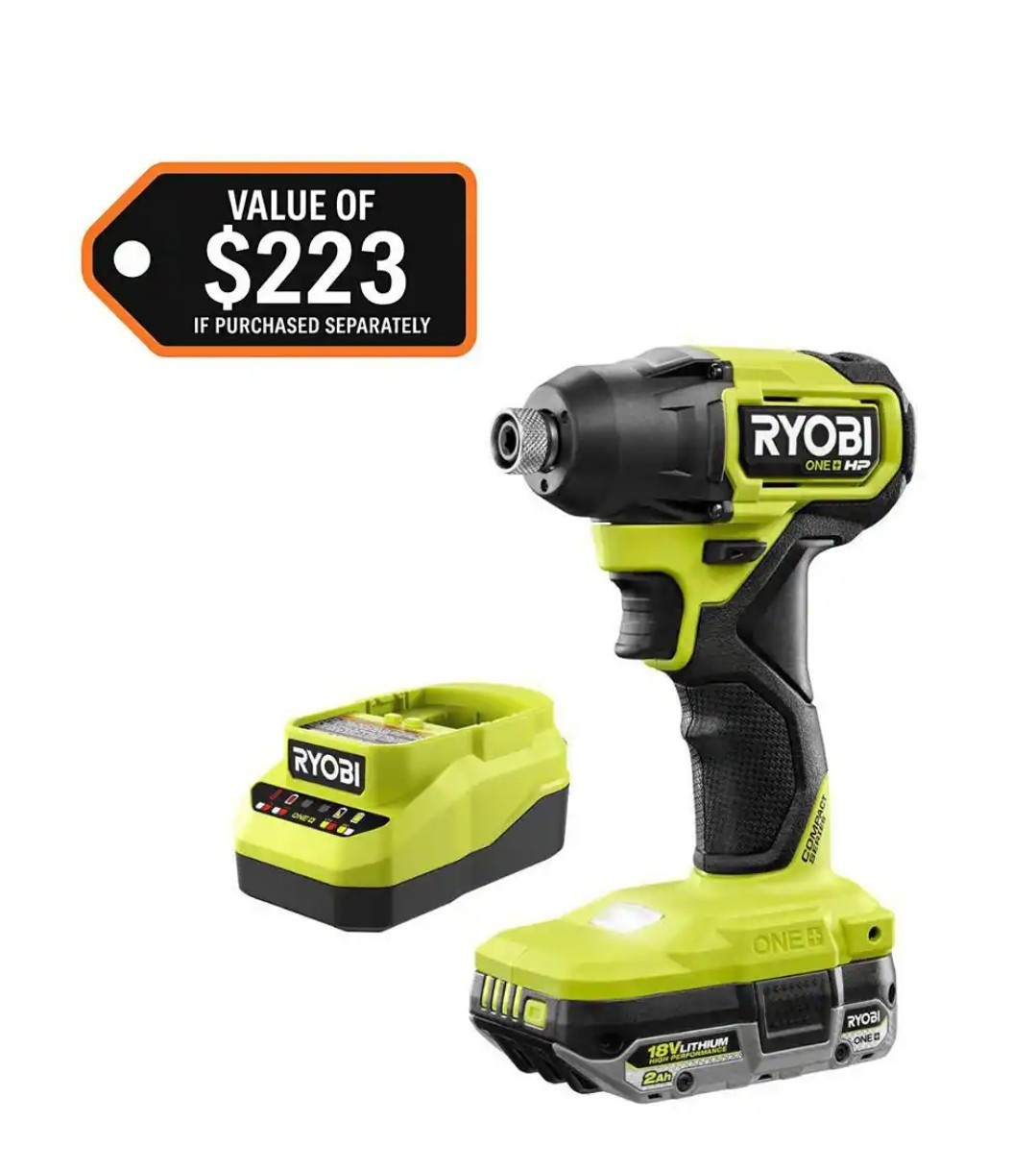 RYOBI ONE+ HP 18V Brushless Cordless Compact 1/4 in. Hex Impact Driver Kit with