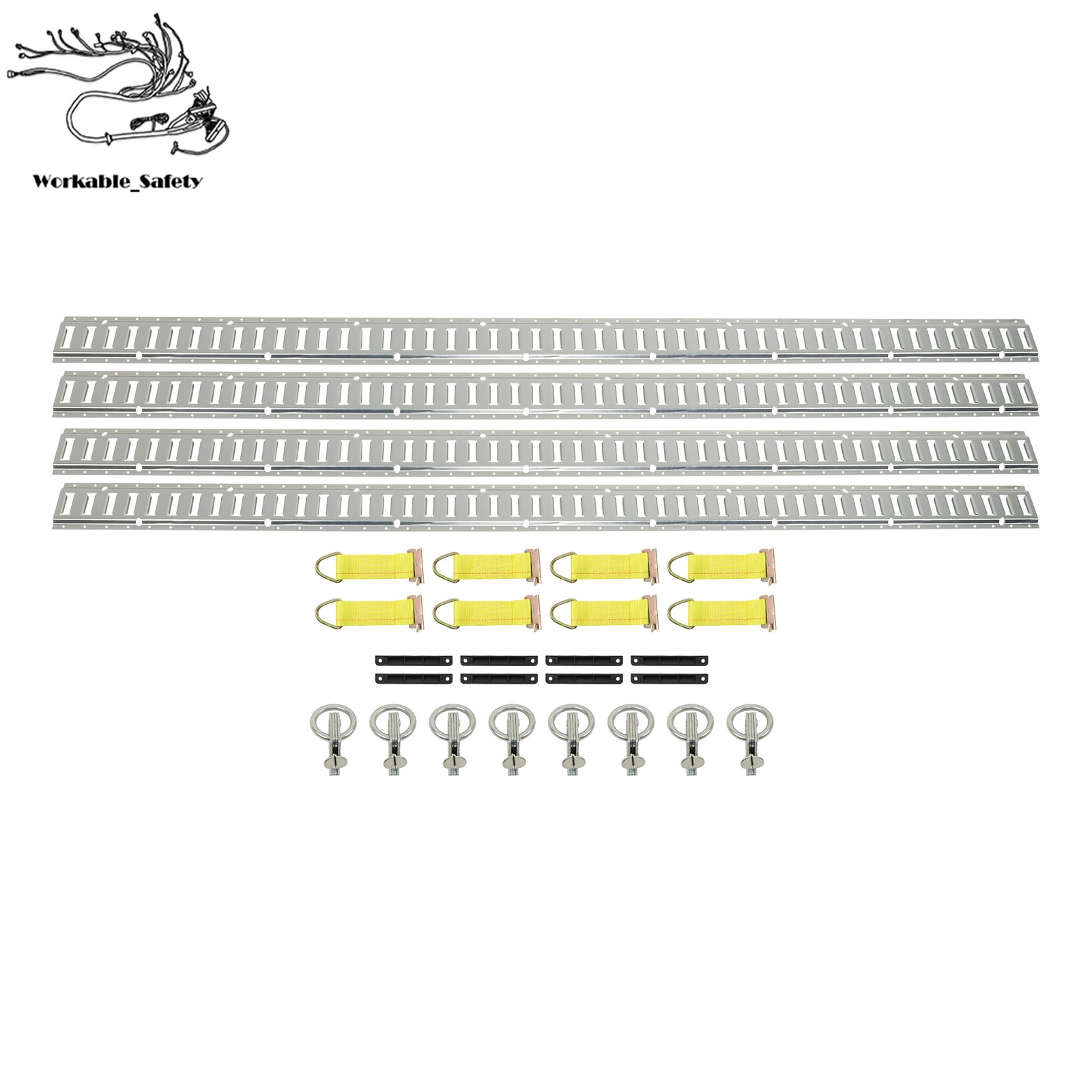 Silver 28 Pack 8 Foot E Track Rails Zinc Plated Steel For Cargo Trailer Tie Down
