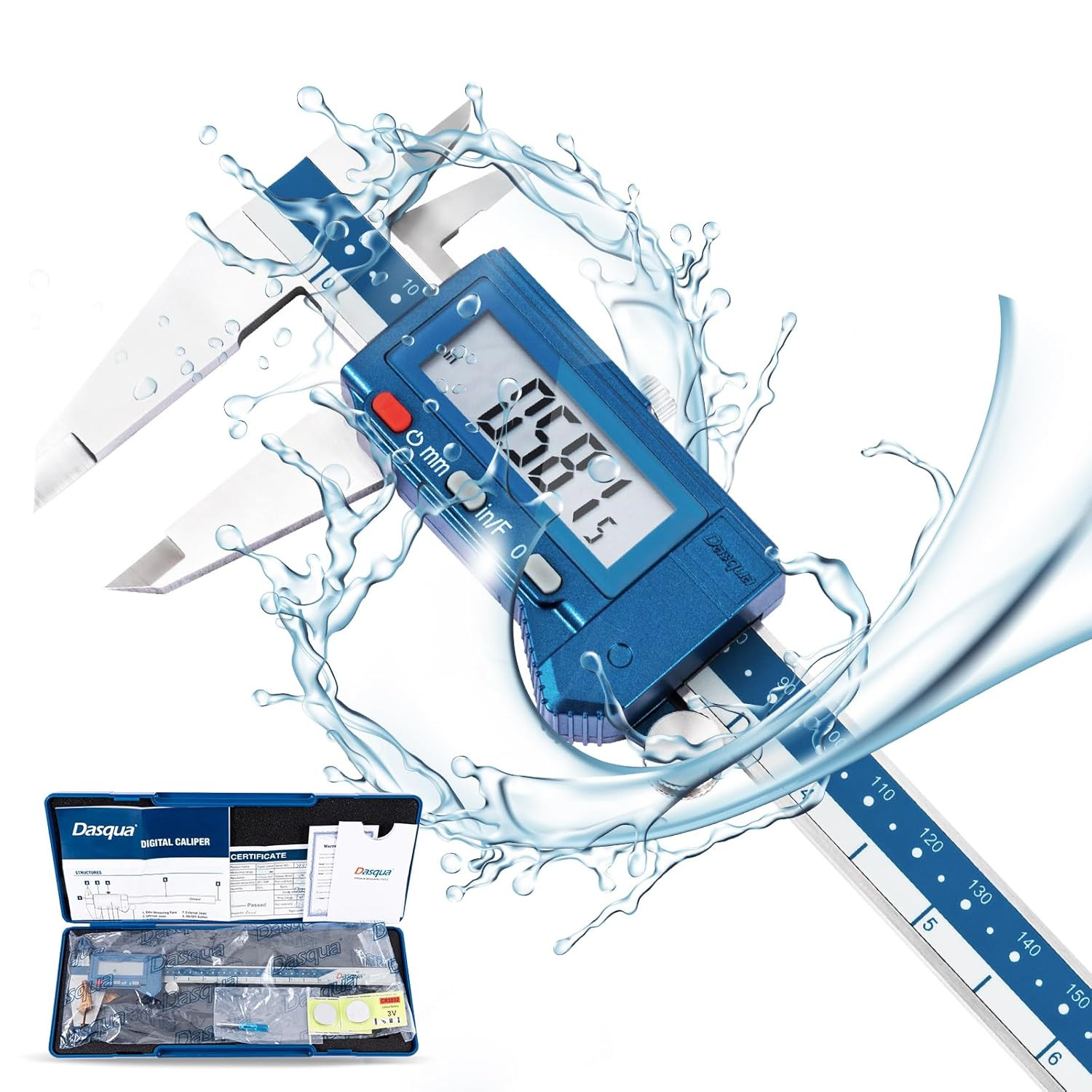 Digital Caliper 8", IP54 Stainless Steel Water Resistant Caliper with Large LCD