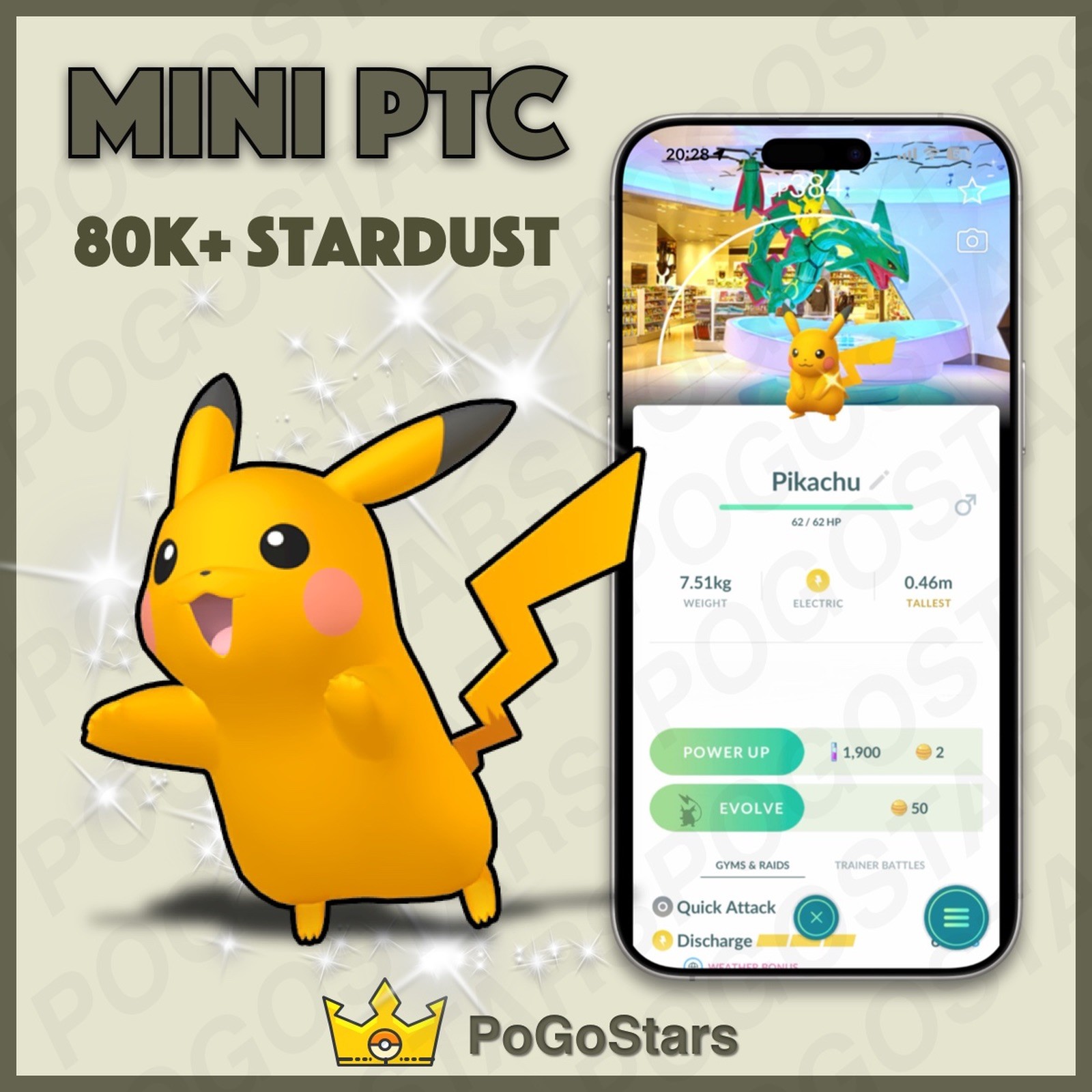 Pokémon PTC GO - Shiny Pikachu - Pokemon Center Skytree Town✨Special Background✨