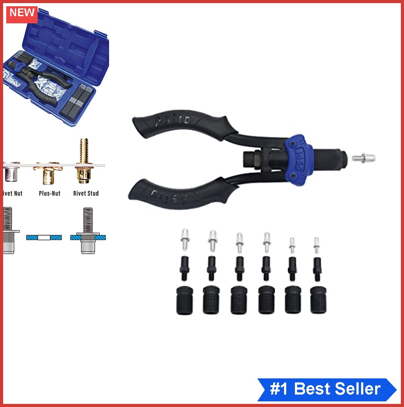 Hand Rivet Stud Setter Kit Metric SAE Threaded Rivet Studs M5 M6 M8 10-24 1/4-20