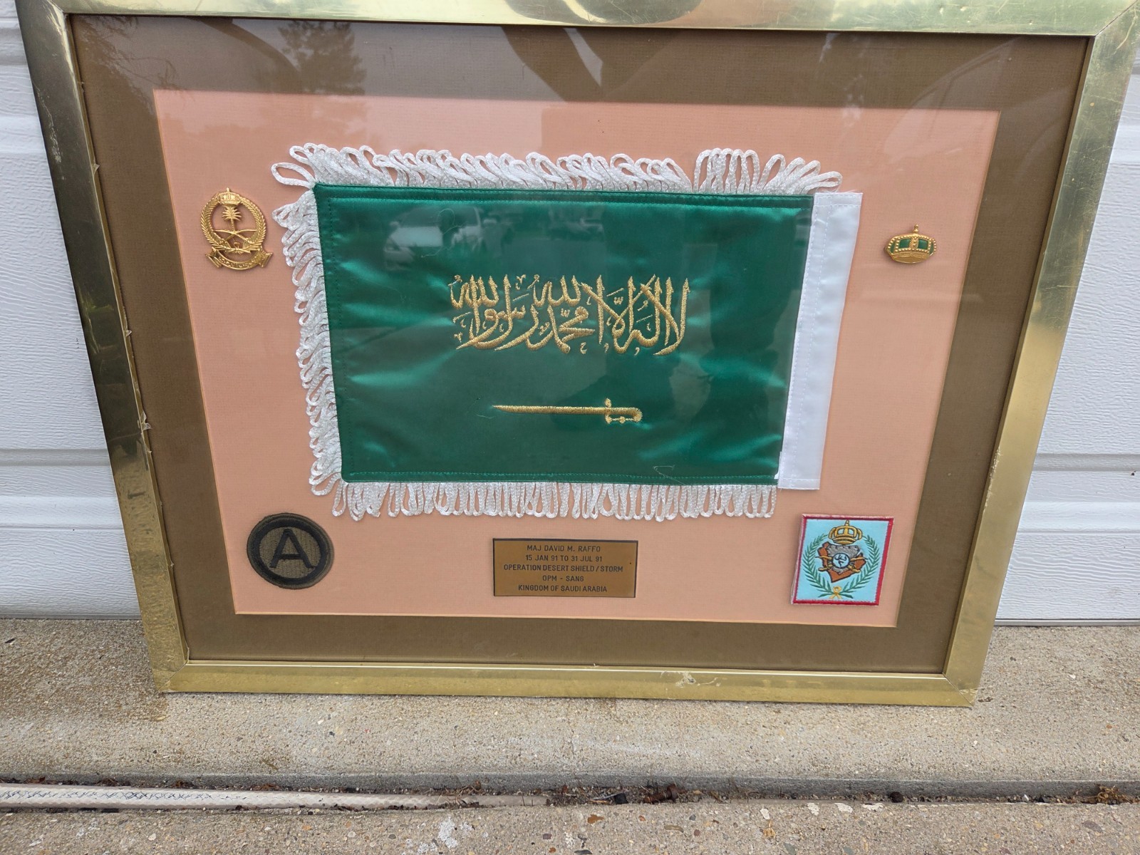 Vintage Saudi Arabia Flag Military Insignia Operation Desert Shield Storm Frame