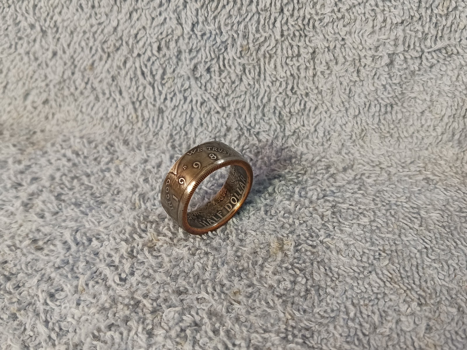 1998 Kennedy Half Dollars  size 9 -1/2 coin ring  Handmade mixed metals #4