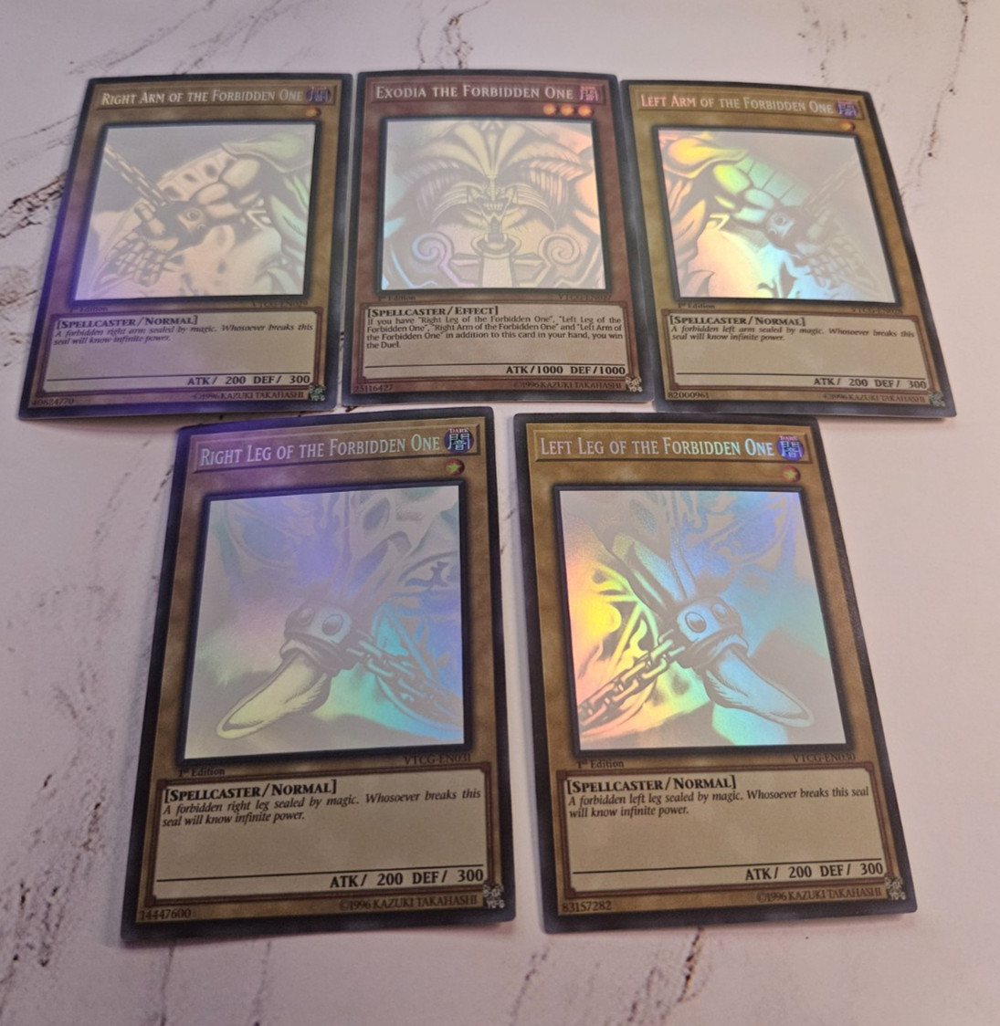 Ghost Rare Exodia the Forbidden One Set *READ* 5 Pieces Head/Leg/Arm/Right/Left