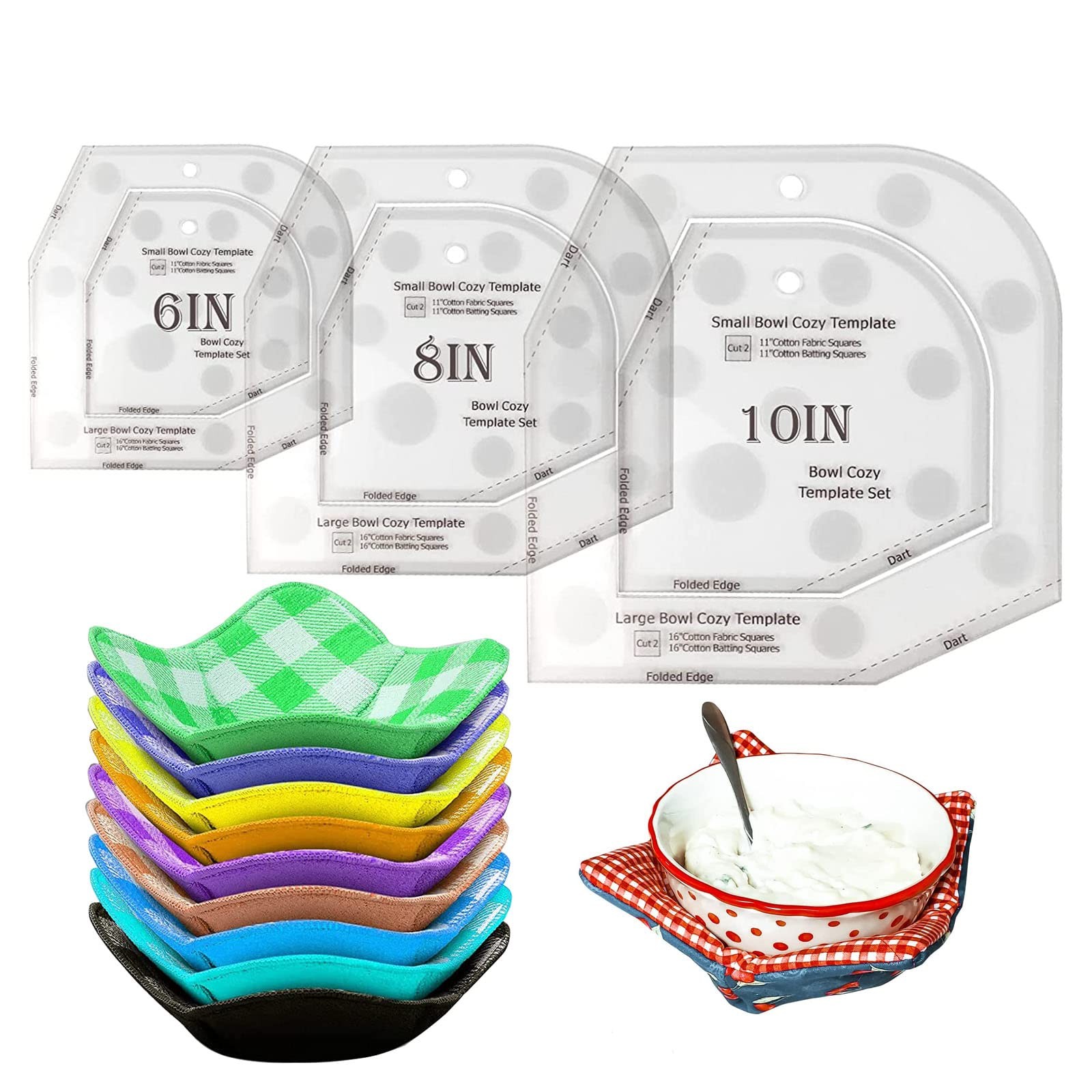 Bowl Cozy Template Cutting Ruler Set, 6 inches, 8 10 white
