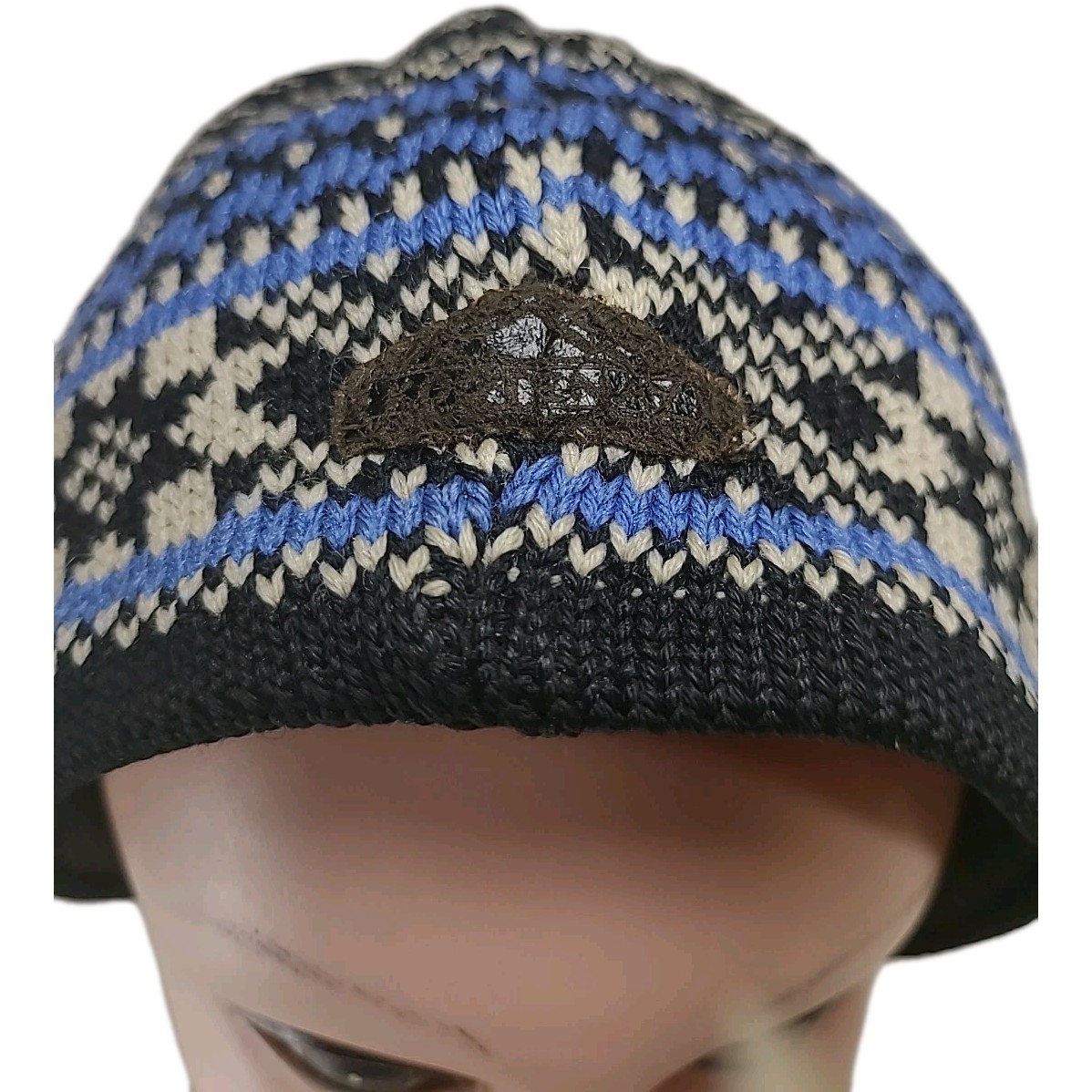 By/Par Filmar Wool Knit Unisex Ski Hat Tassel Beanie CANADA Blue Black & Cream