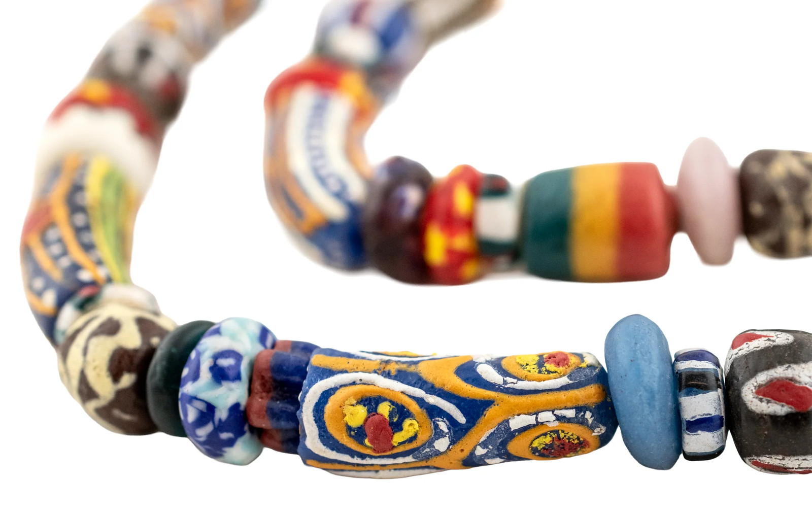 Premium Medley of Ghana Glass Beads 13mm African Multicolor Mixed Large Hole