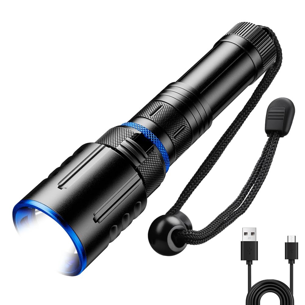 Scuba Diving Flashlight Dive Torch,High Lumens Rechargeable LED Flashlight, Unde