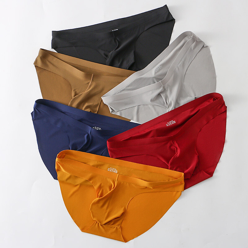 Mens Ice Silk Briefs Sexy Low Waist Bikini Panties Pouch Breathable Underwear ?