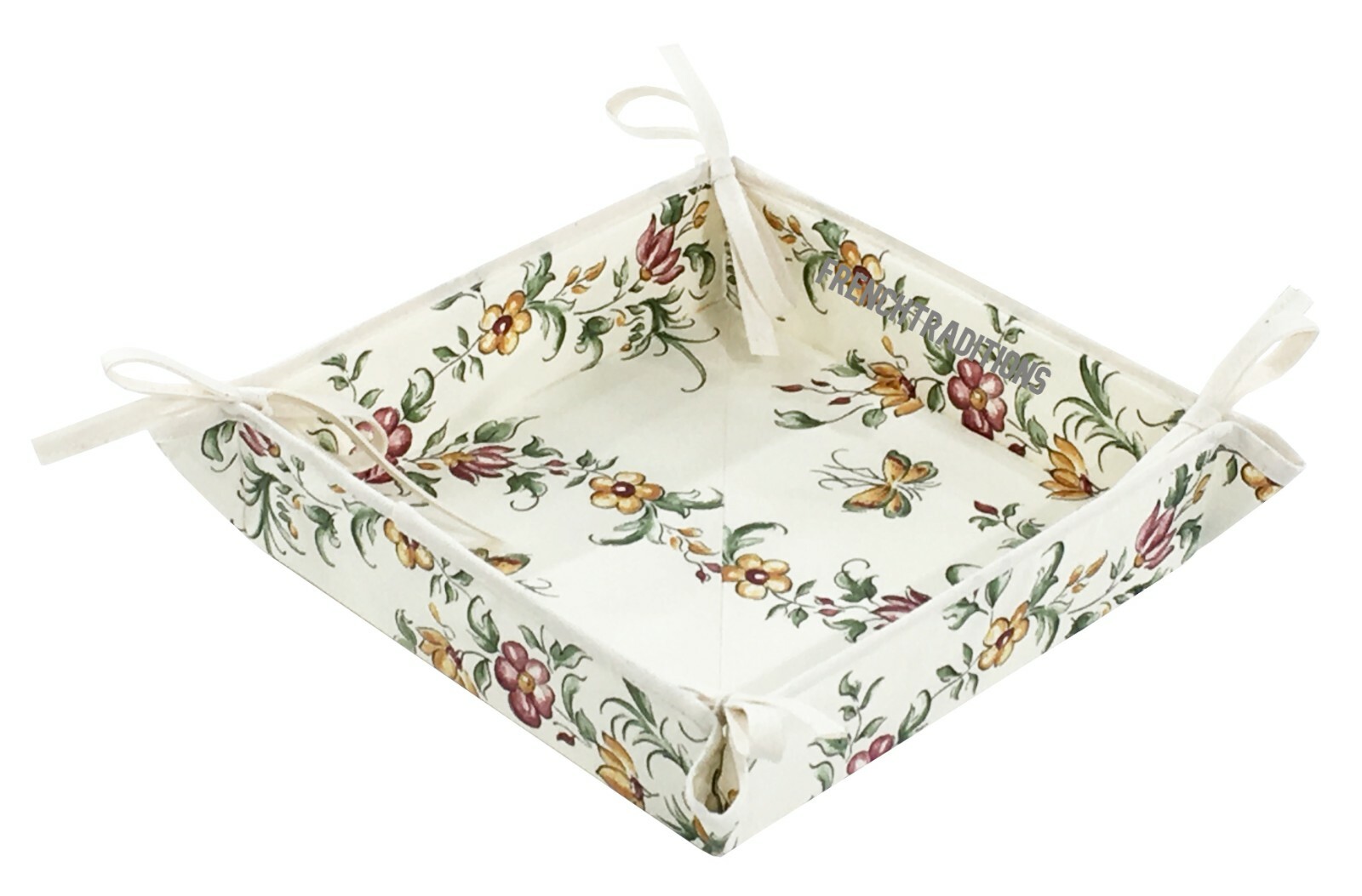 French Provencal Cotton Bread Basket Flowers Butterflies Moustiers Rose-France