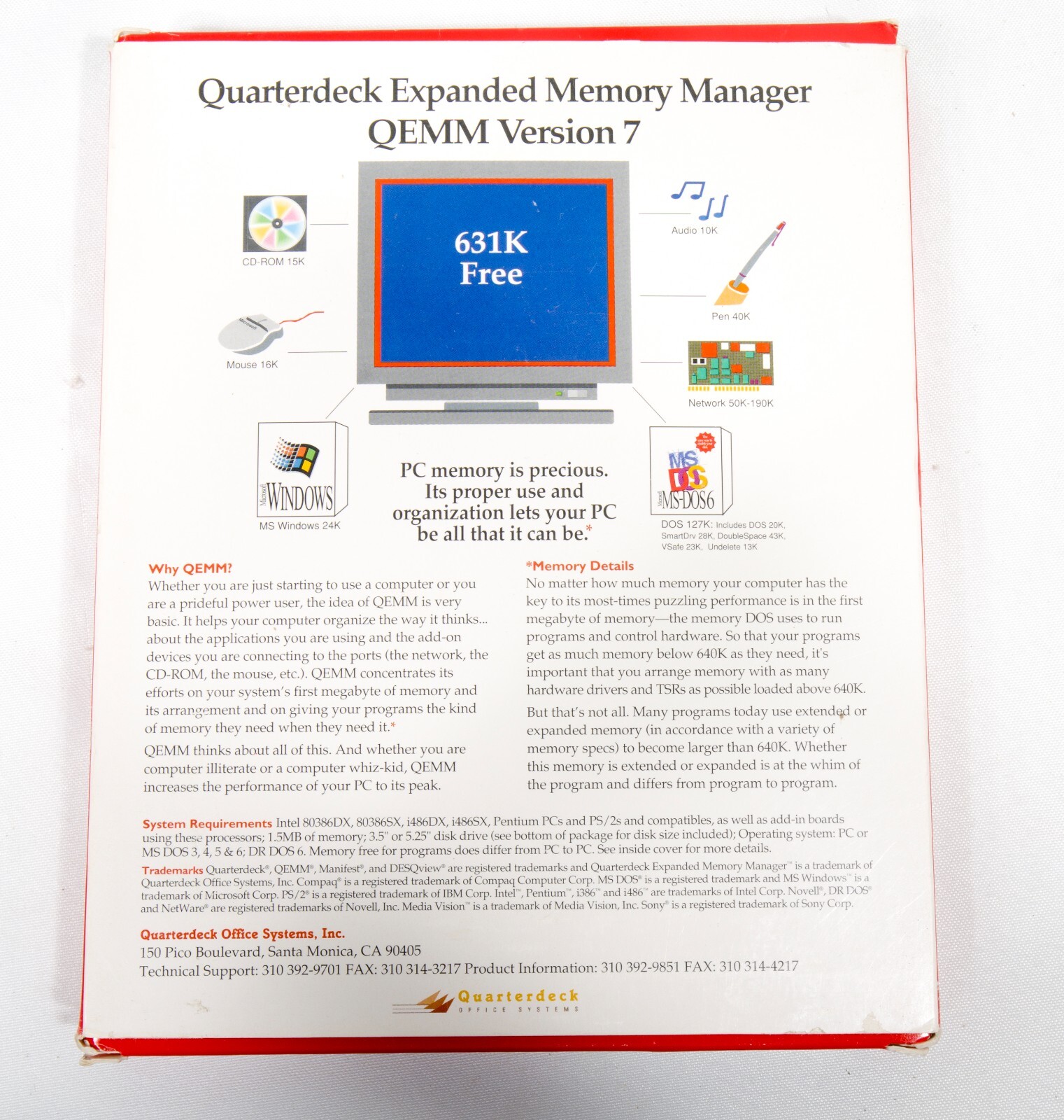 Vintage Quarterdeck QEMM version 7 documentation only ST533B20