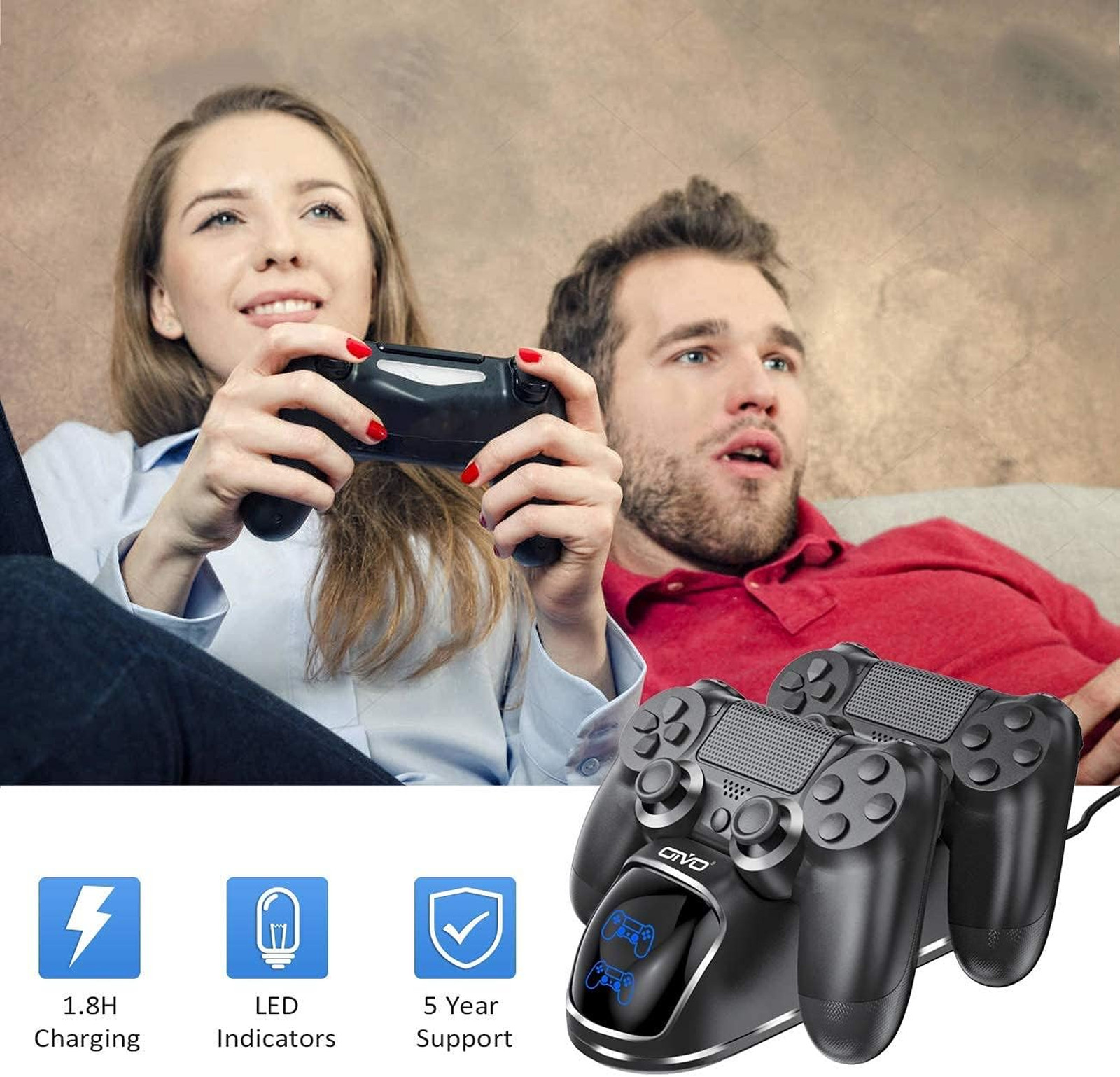 PS4 Controller Charger Dock Station, 1.8Hrs PS4 Controller Charging Dock