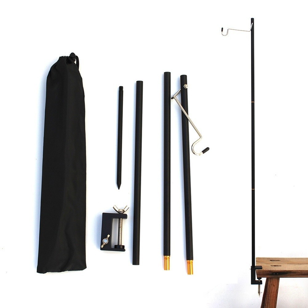 Adjustable Height Portable Camping Light Stand Tripod Aluminum Alloy with Hook