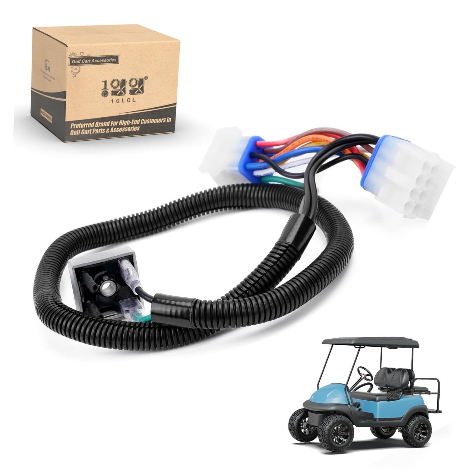 Golf Cart Harness Adapter-12V Headlight Voltage Reducer Harness for Club Black