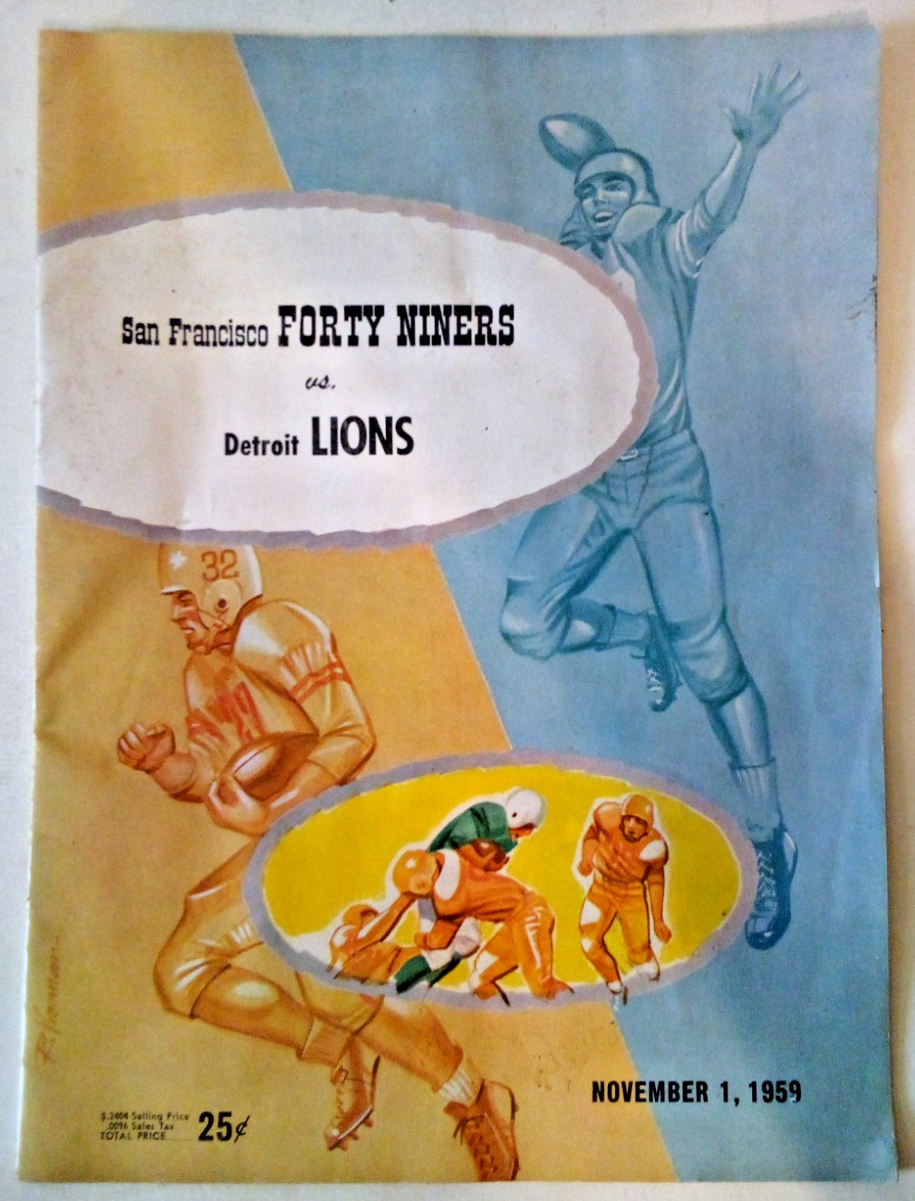 VTG NOVEMBER 1 1959 SAN FRANCISCO FORTY NINERS VS LIONS PROGRAM MAGAZINE Fy