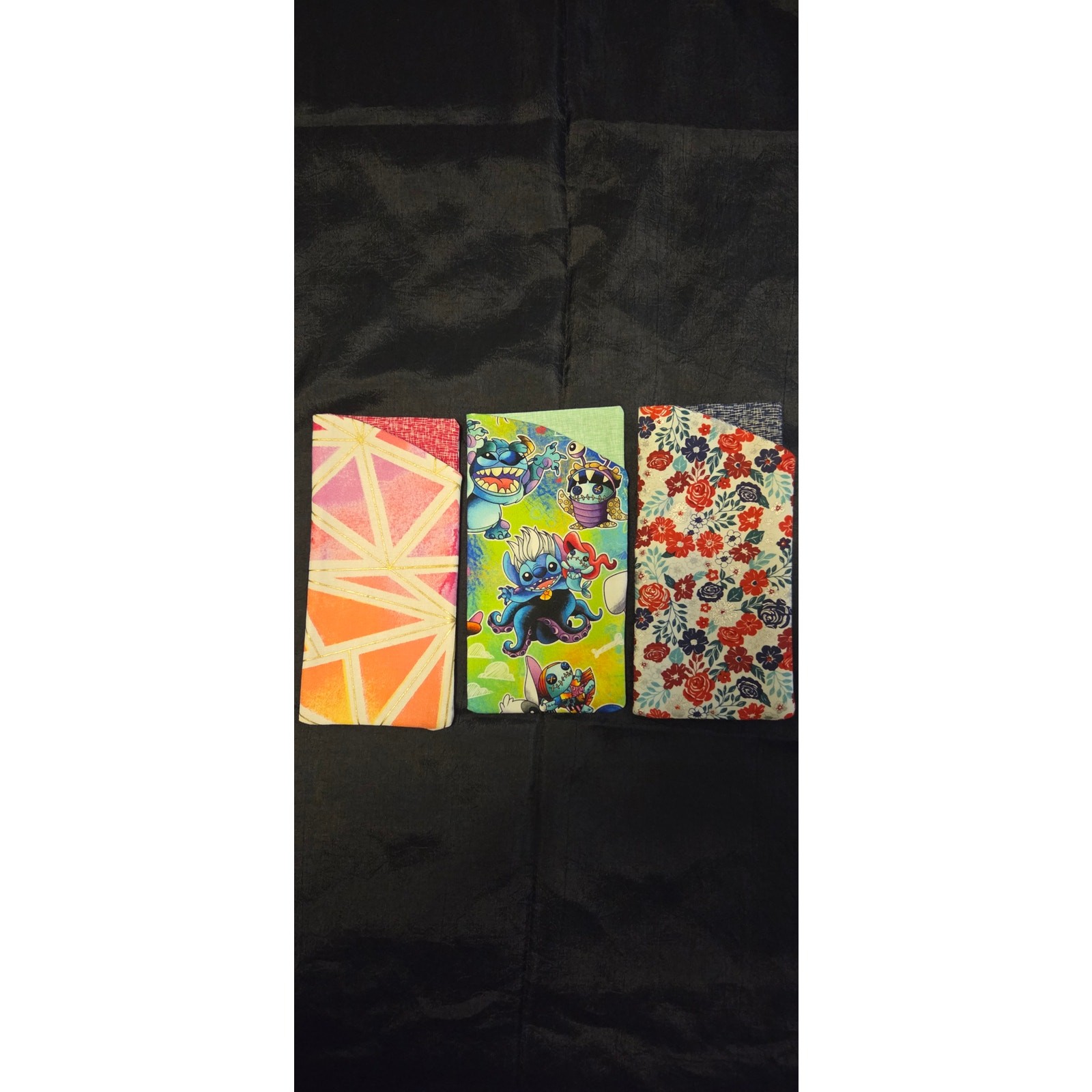 Lot of 3 NEW Handmade Eye Glasses Pouches Colorful Stitch Floral Abstract