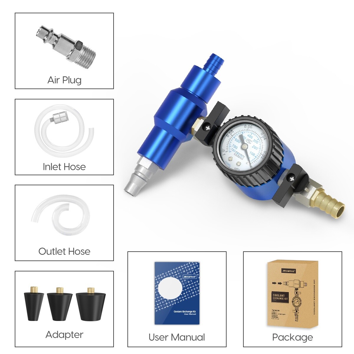 Coolant Vacuum Refill Tools Cooling System Refiller Kit Radiator Pressure Gauge