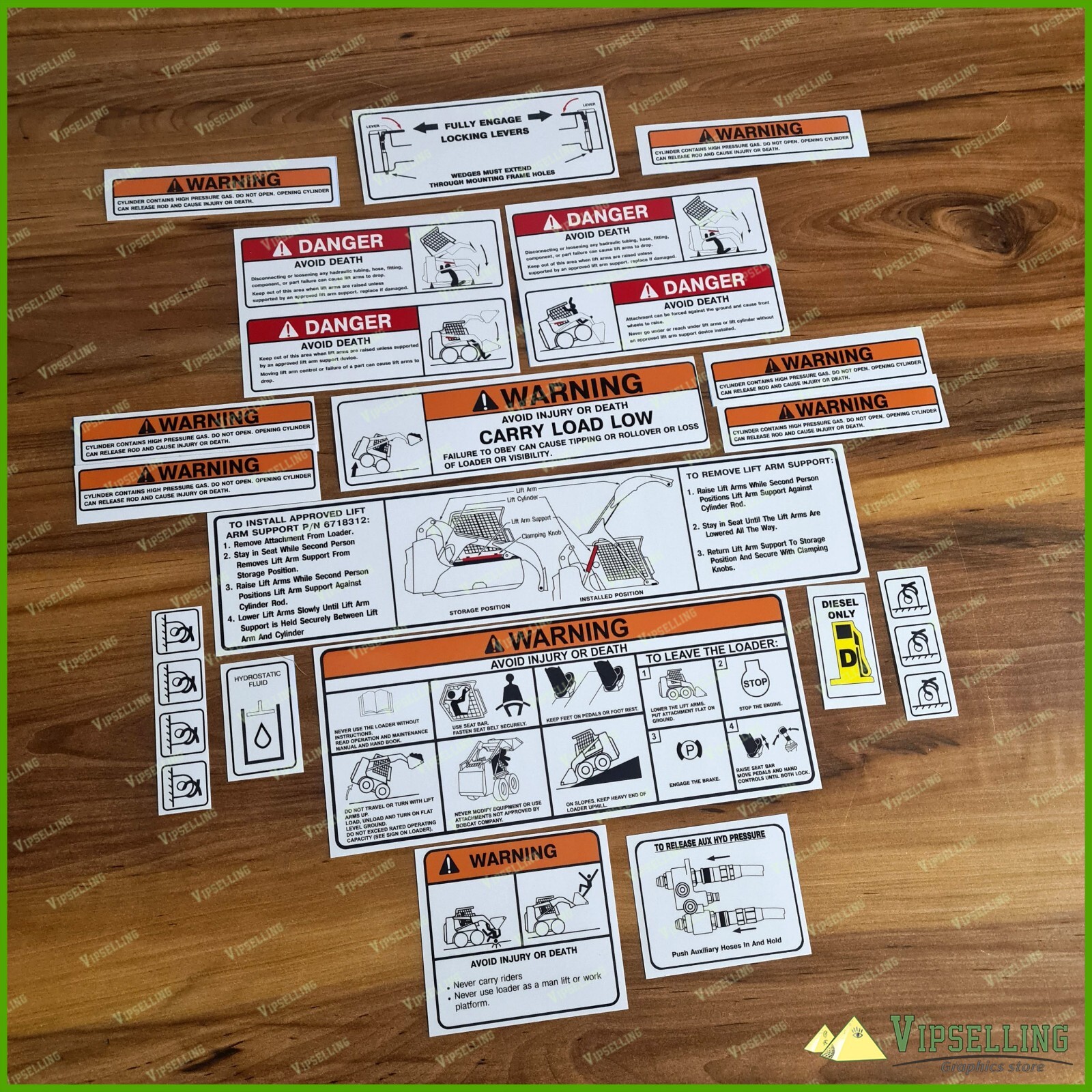BOBCAT SKID STEER Warning Laminated Decals Stickers 25PC Set Kit Turbo High Flow