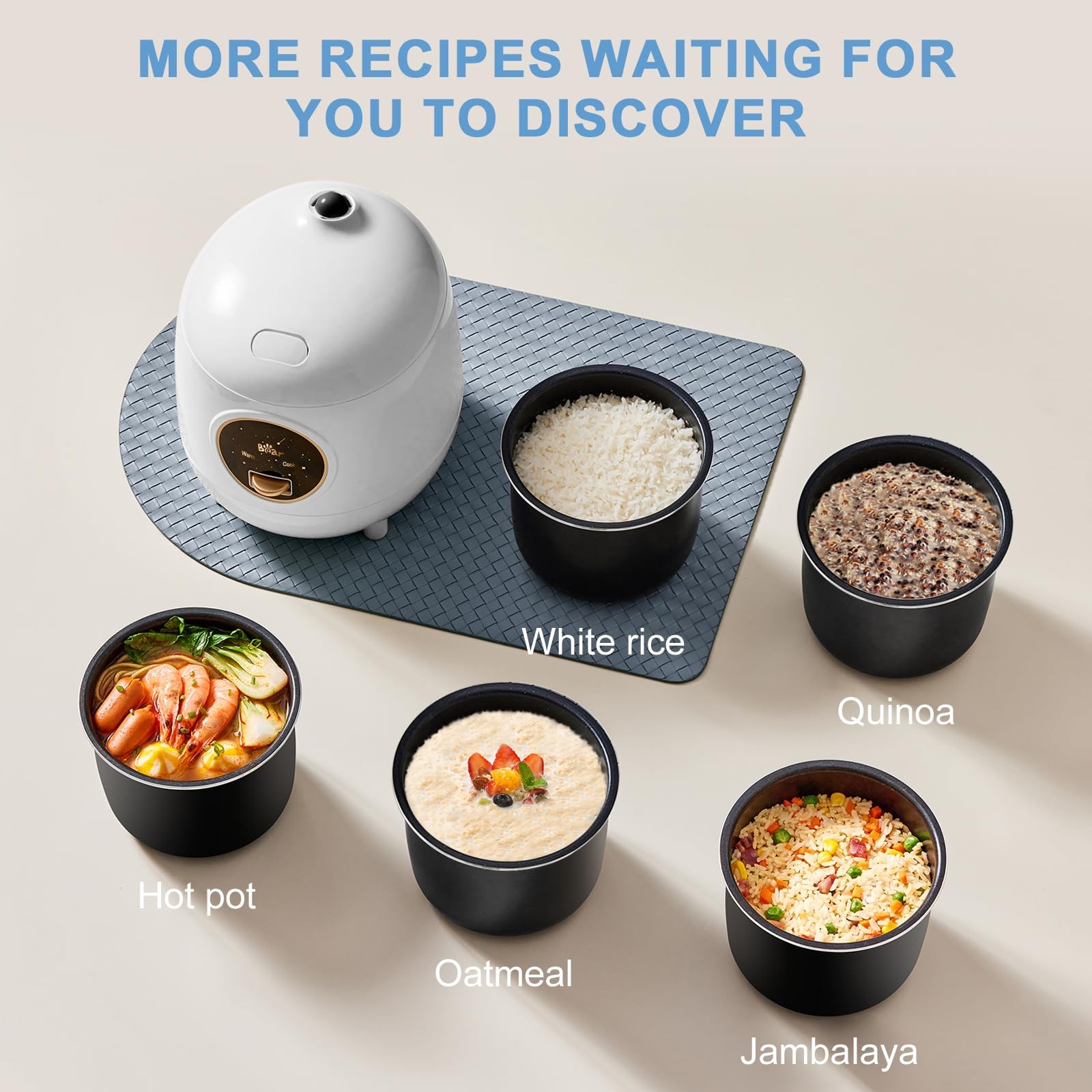 Bear Mini Rice Cooker small, A-Snow White(1.2L) with Easy One Button Control