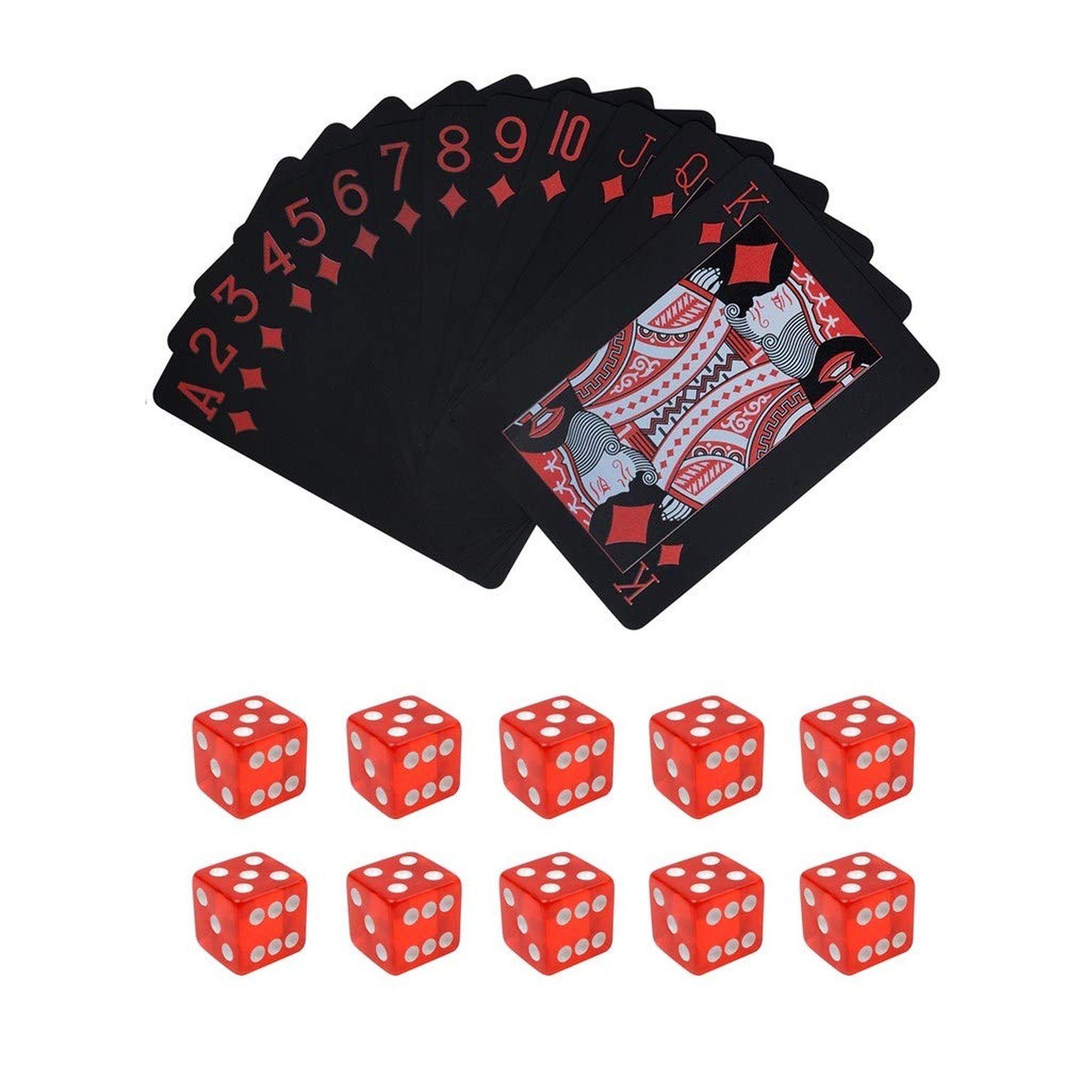 Poker Playing Cards Dice Sets Poker Table Cards PVC Waterproof Stacking Cup D...
