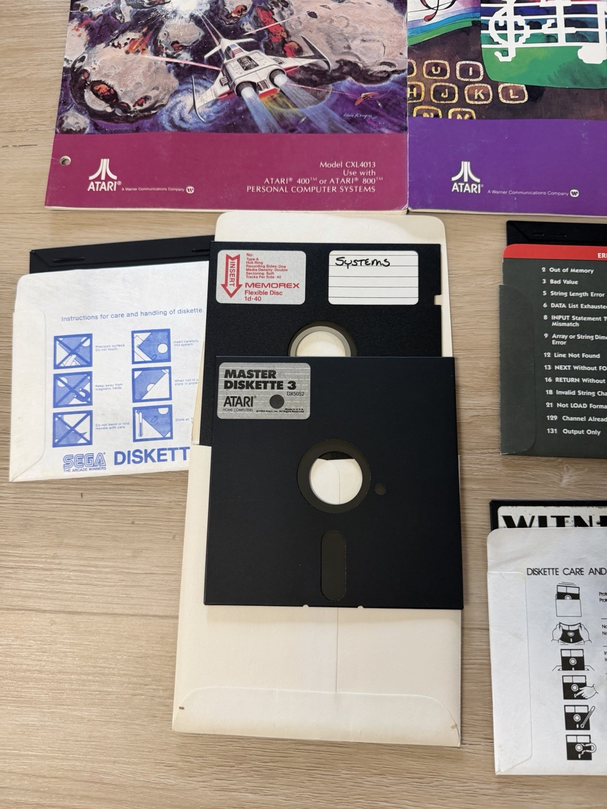 Vintage Atari 400 800 8-Bit Software Disk Manual Lot Mindshadow Witness Untested