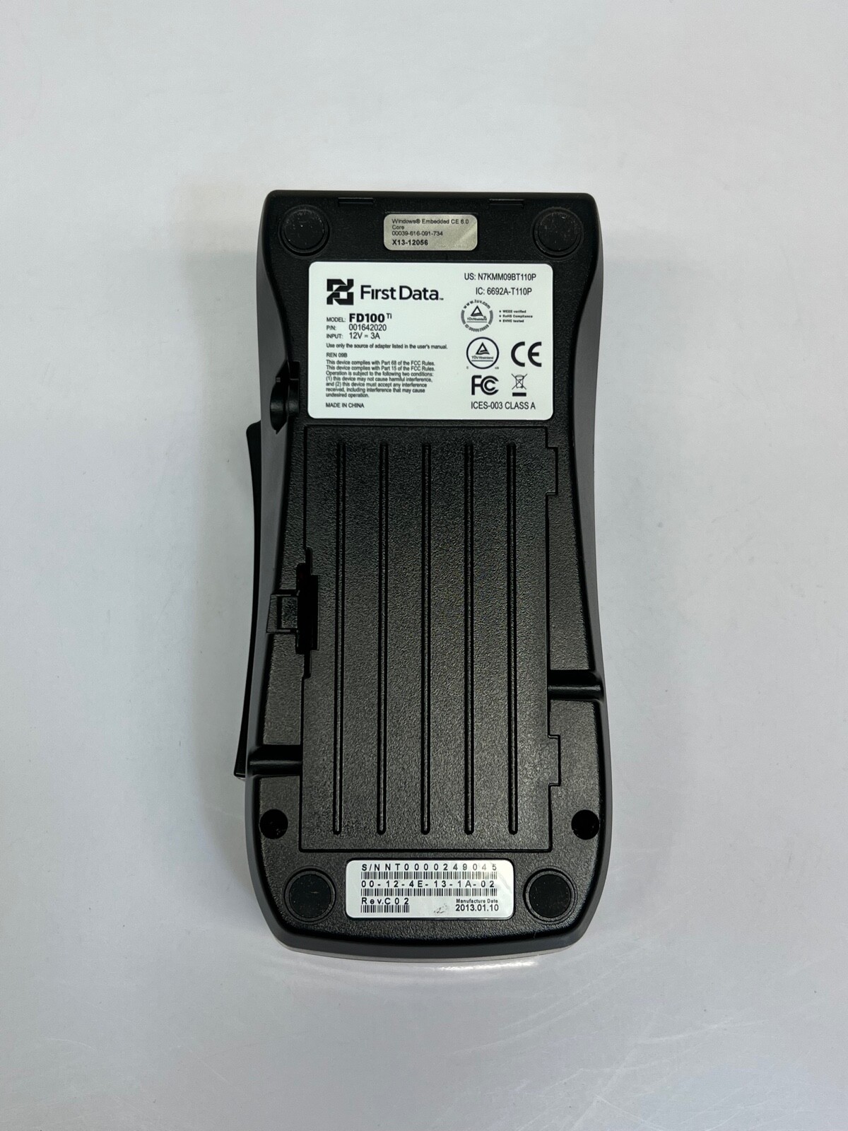 First Data FD100ti Silver Credit Card Terminal - Power cord