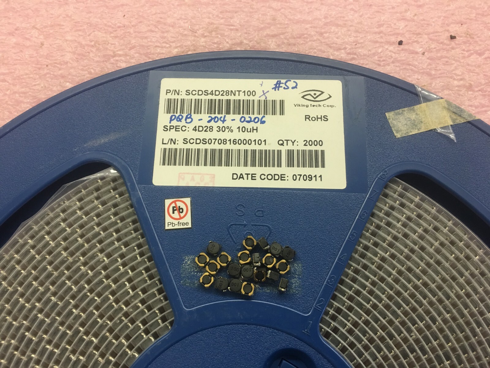 (40 PIECE LOT) SCDS4D28NT100, VIKING Inductor, 10uH, 30%, 1 Element, SMD, 1919