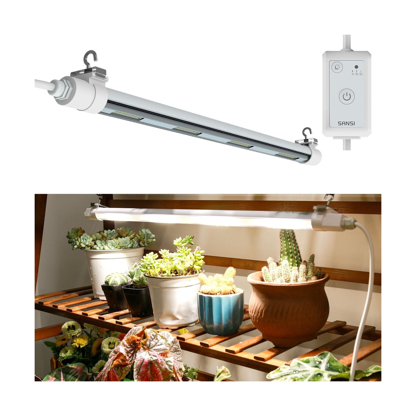 SANSI T8 Grow Lights for Indoor Plants, 2FT 4000K Full Spectrum, 25W (195W Eq...