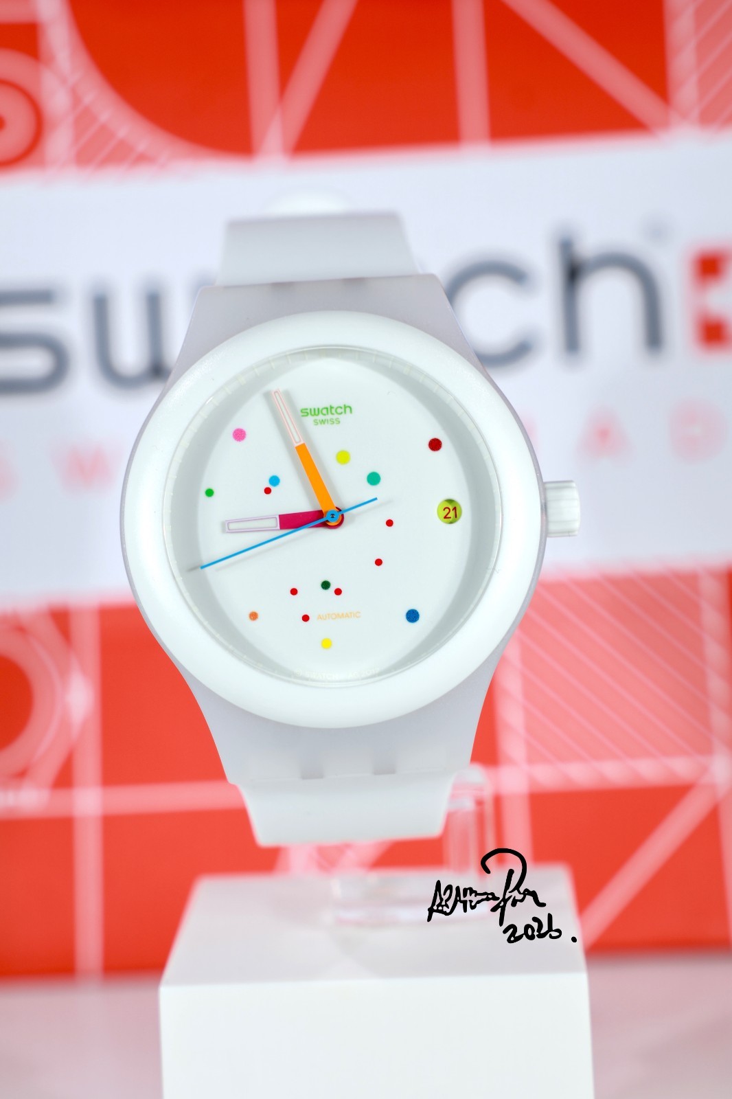 New Limited Swiss Swatch Automatic Watch SISTEM51 Sistem WHITE SUTW400 42MM Lumi