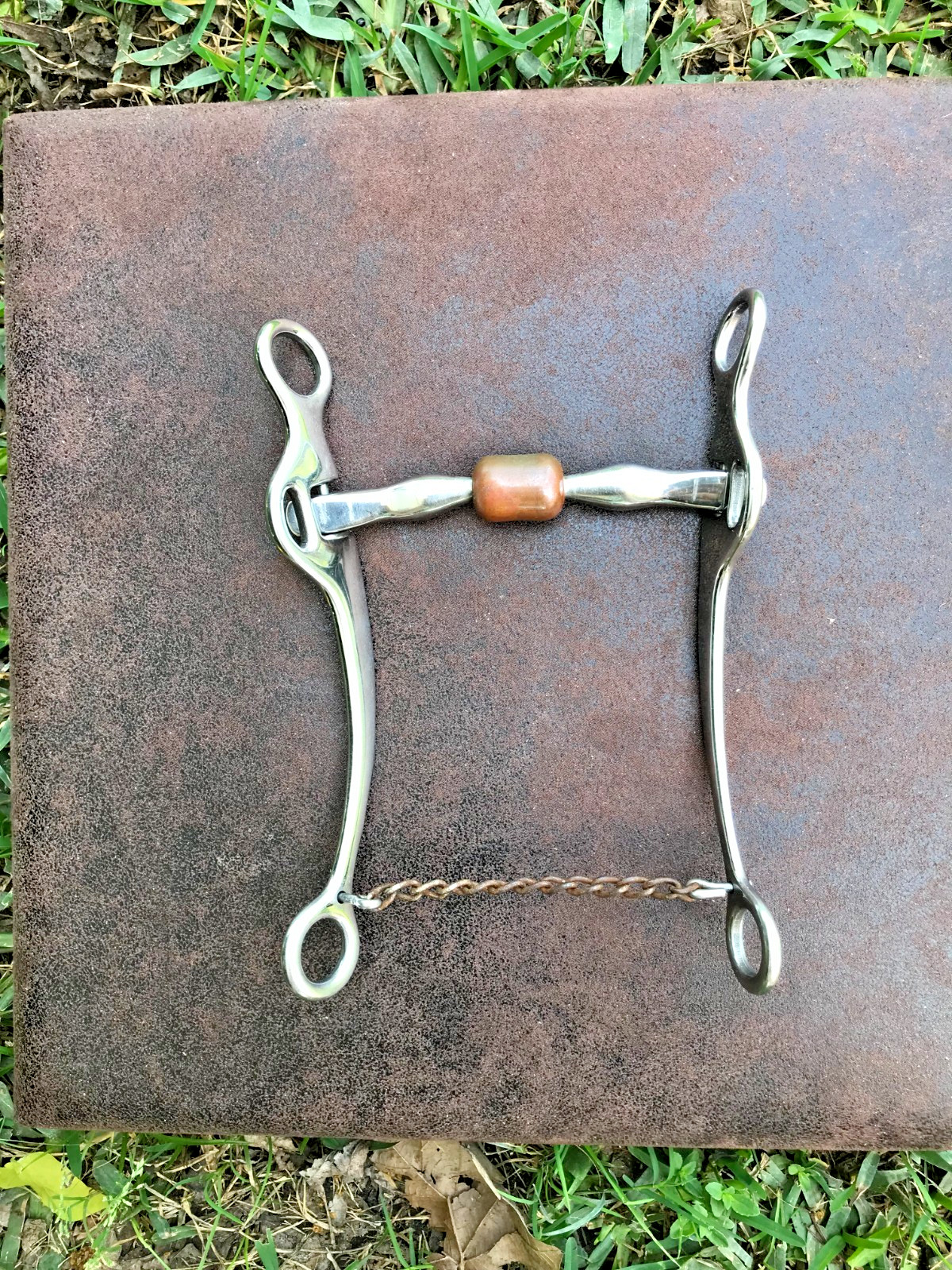 Roller Shanked Bit Jointed Partrade Style - stainless, copper roller, 5" mouth