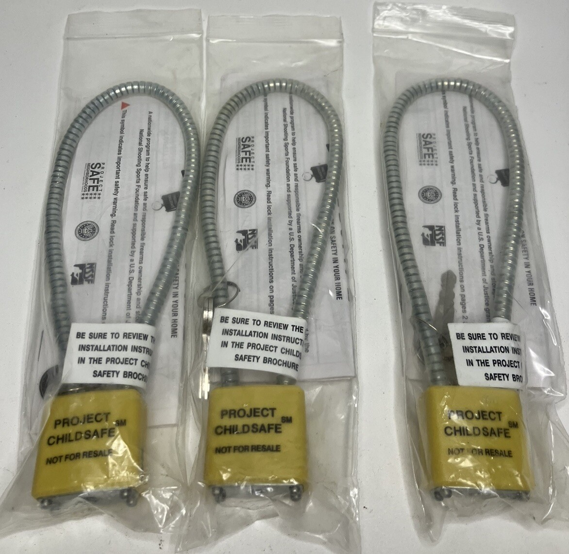 Project Child Safe Cable Gun Lock Lot Of 3