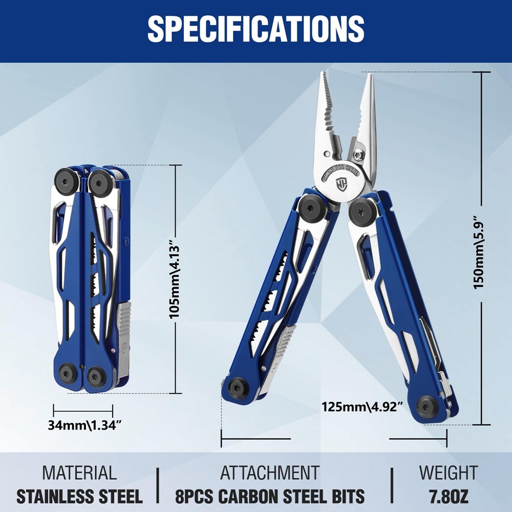 WORKPRO 24-in-1 Multitool Pliers Folding Pocket Tool with Sheath Stainless Steel