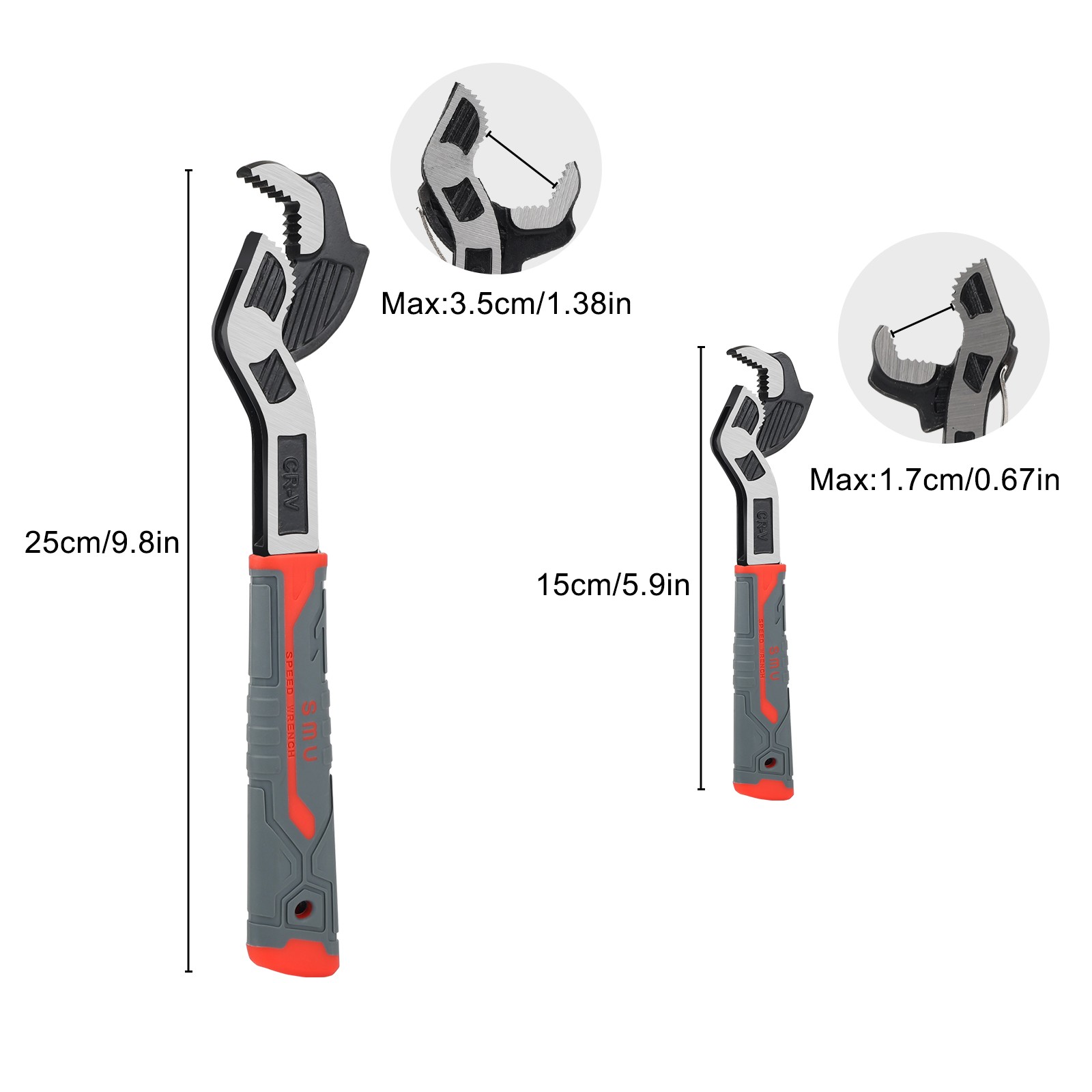 2x Self-locking Pipe Wrench 6"10" Multi-function Plumber Wrench for 7-35mm Pipes