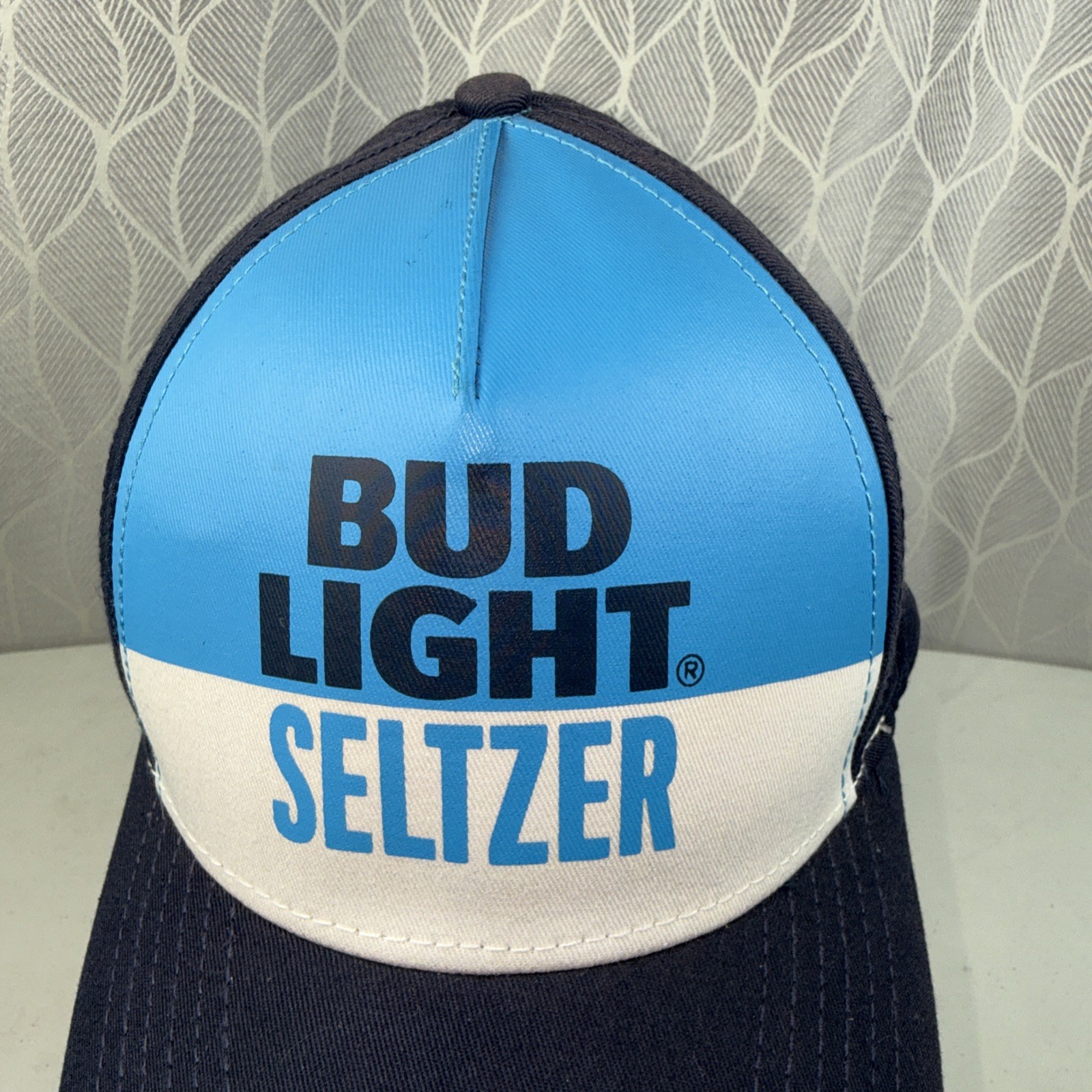 Bud Light Seltzer Black Brite Blue Letters on White Front Navy Hat Cap Snapback