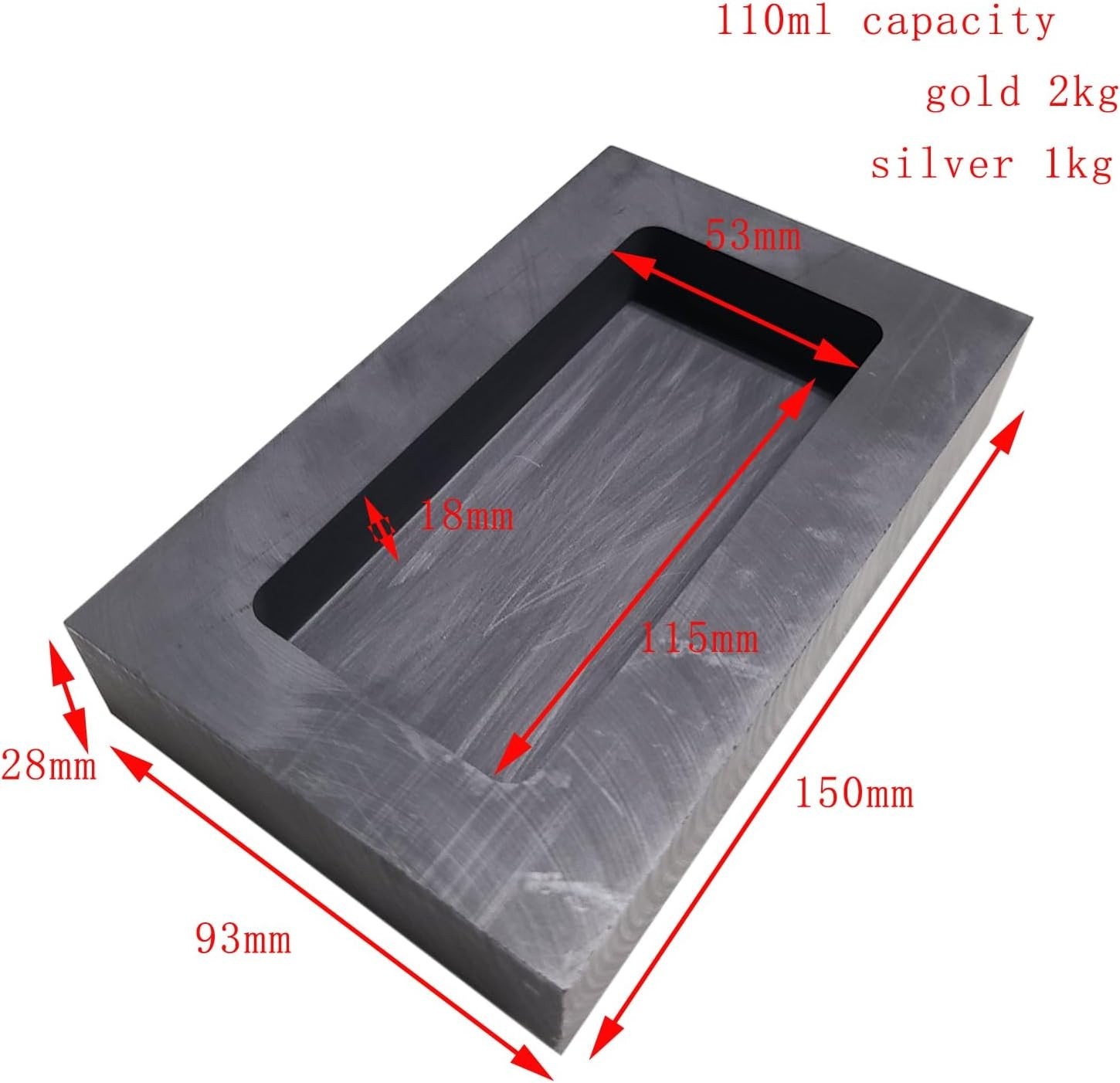 Multi-Purpose Graphite Crucible for Gold & Silver Casting - 5.91 x 3.66 in