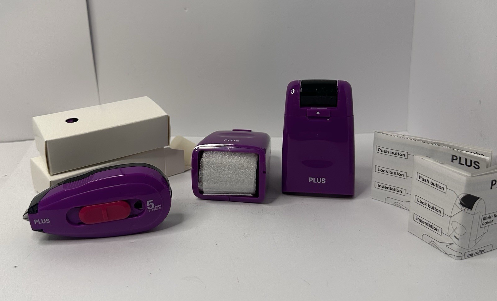 PLUS Corporation Guard Your ID roller stamp kit in purple,