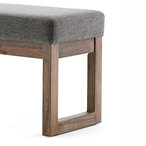 Milltown 26 inch Wide Rectangle Ottoman Bench Footstool, Linen Look Grey
