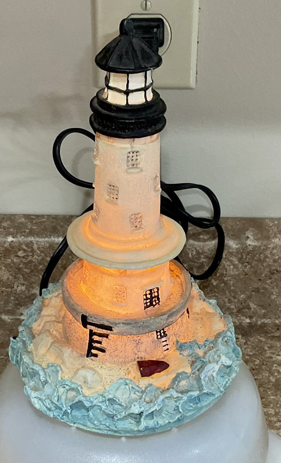 Ceramic Table-Top Lighted Nautical Lighthouse - Tested in Working Condition