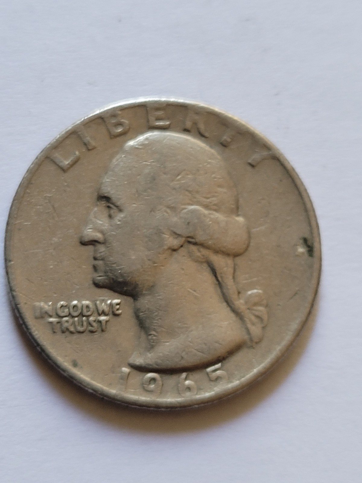 1965 Quarter NO MINT MARK , ERROR Liberty On COIN RIM