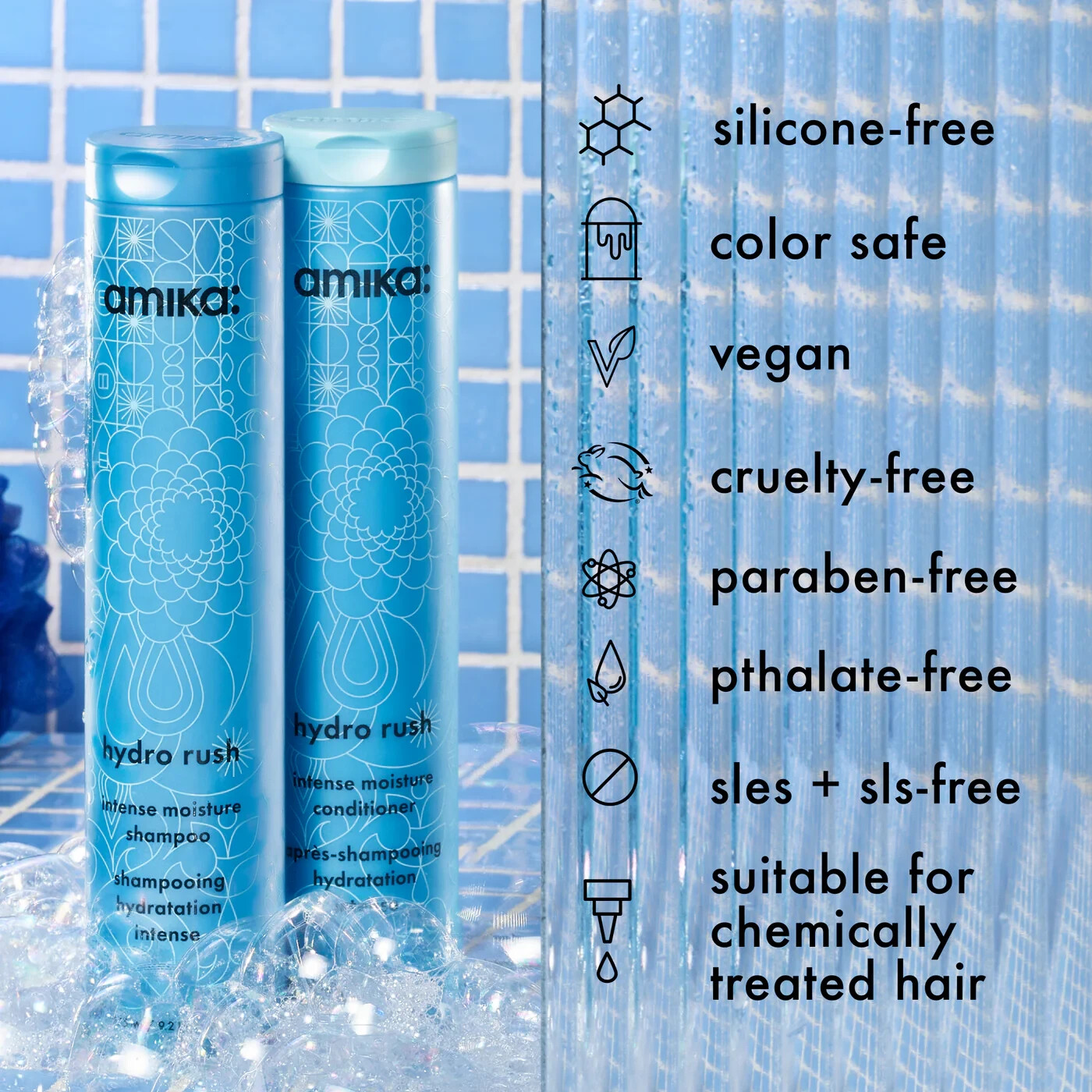 Amika Hydro Rush Intense Moisture Shampoo & Conditioner + Mask Trio Set