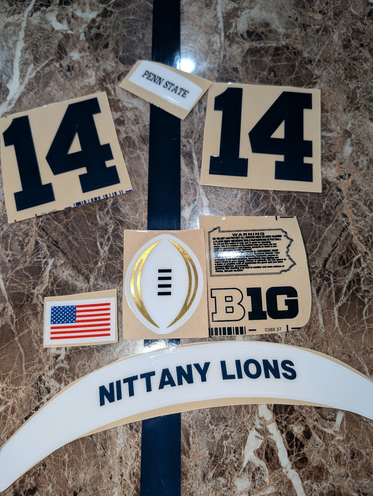 Penn State Nittany Lions football helmets 3M vinyl decals GOG