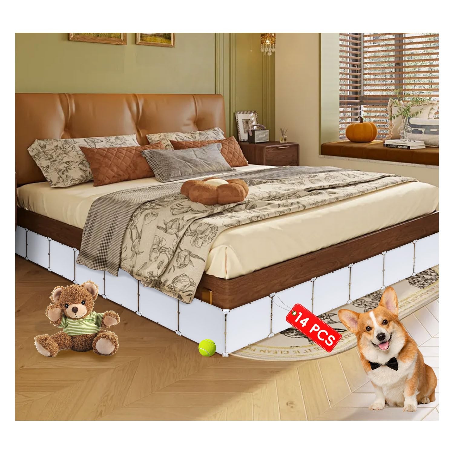 Under Bed Blocker for Pets 11.8" Height 166" Length in Total, Adjustable Bed ...