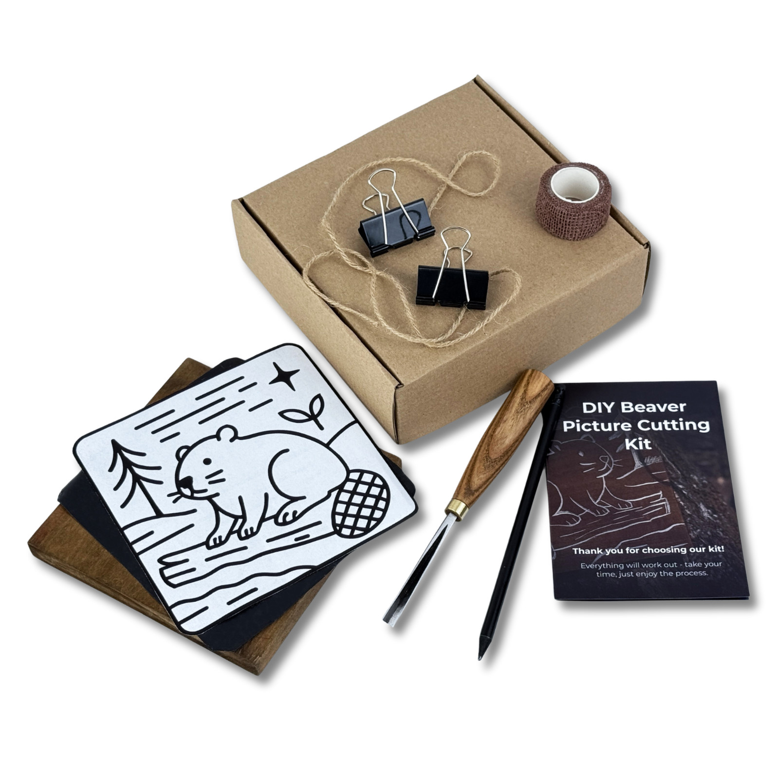 Beaver Wood Carving Kit for Beginners - DIY Wall Art Set with Video Tutorial